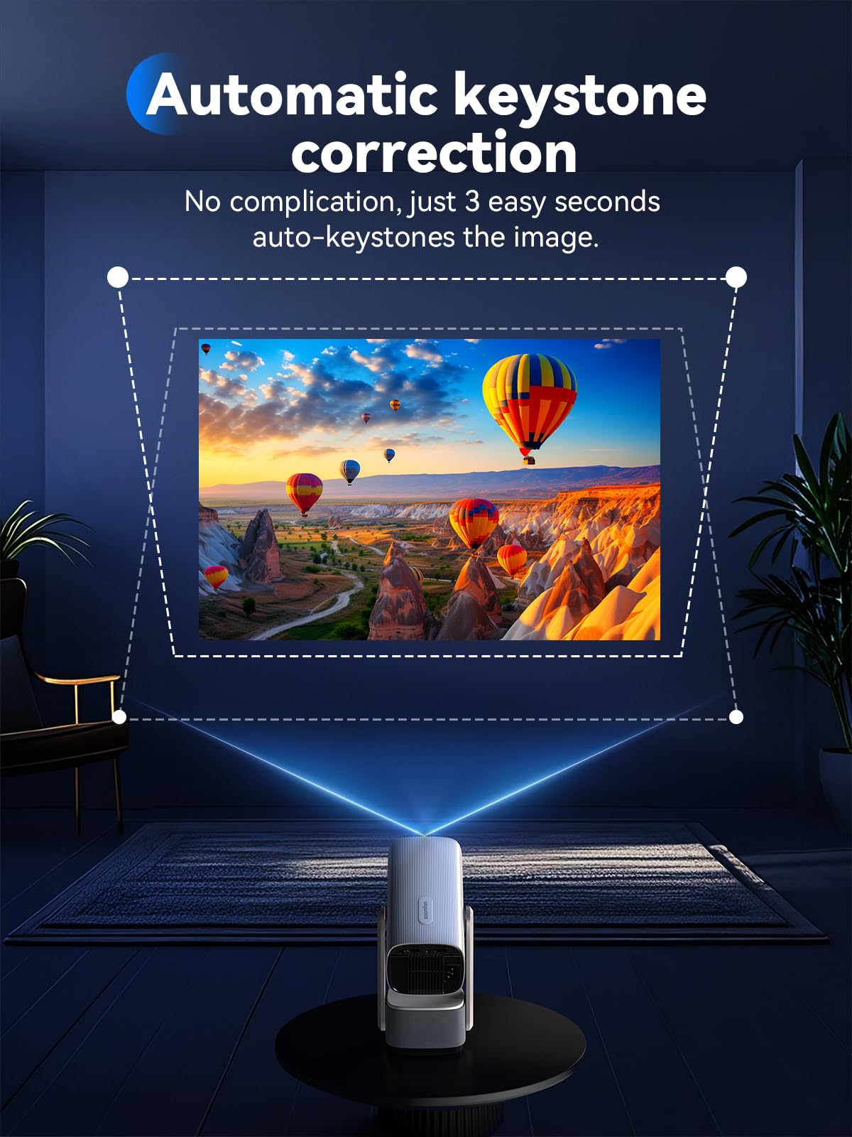 Mini Proyector Portátil 4K Supote - SOOMFON Smart TV Proyector 720P Nativo 260 Lumens 270° Rotation WiFi y Bluetooth Videoproyector para HDMI/TV Stick/USB/PS5/Laptop