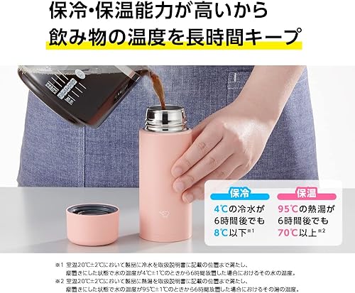 Miniatura 5 de Zojirushi SM-MA35-PM Water Bottle, Seamless Stopper, Small Capacity, 11.8 fl oz (350 ml), Screw, Stainless Steel Mug, Dahlia Pink, Integrated Washer