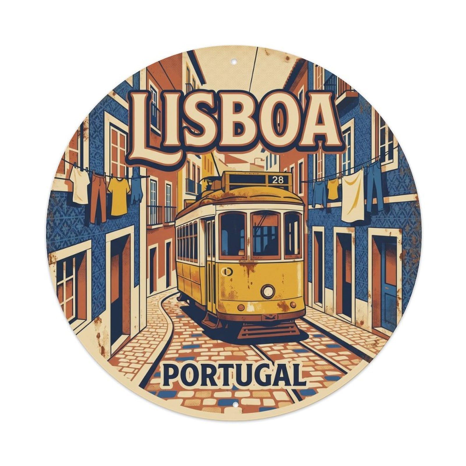 Olhnbad Style Portugal Lisboa Tram28 Alfama Regional Culture Metal Tin Sign
