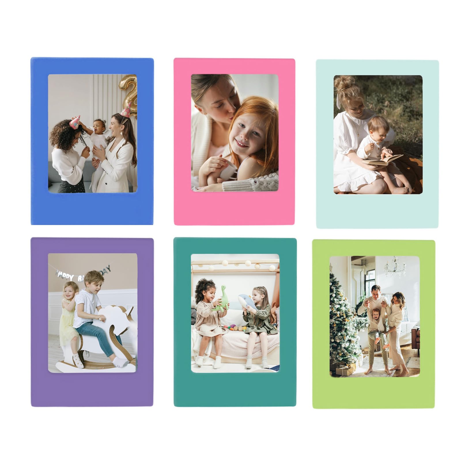 Kleiner magnetischer Bilderrahmen für Kühlschrank, personalisierbar, bunt, magnetisch, Mini-Bilderrahmen für Fujifilm Instax Mini 12, 11, 99, 90, 40, 9, 8, 7, EVO 7,6 cm, für 54 x 86 mm große Bilder,