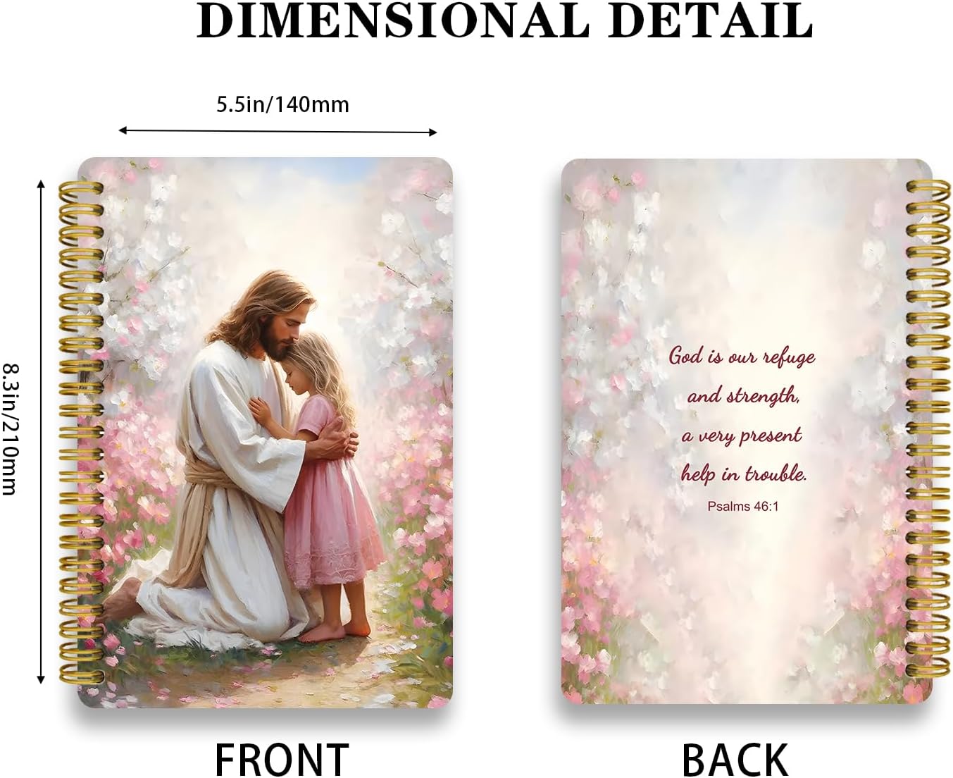 2pcs Inspirational Spiral Notebook with Inspirational Bible Verses, God is our refuge and strength,a very present help in trouble---Psalms 46:1。 Ideal Birthday or Christian Gifts , Ideal for School or Office, 50 Pages 5.5x 8.3inch - Image 2