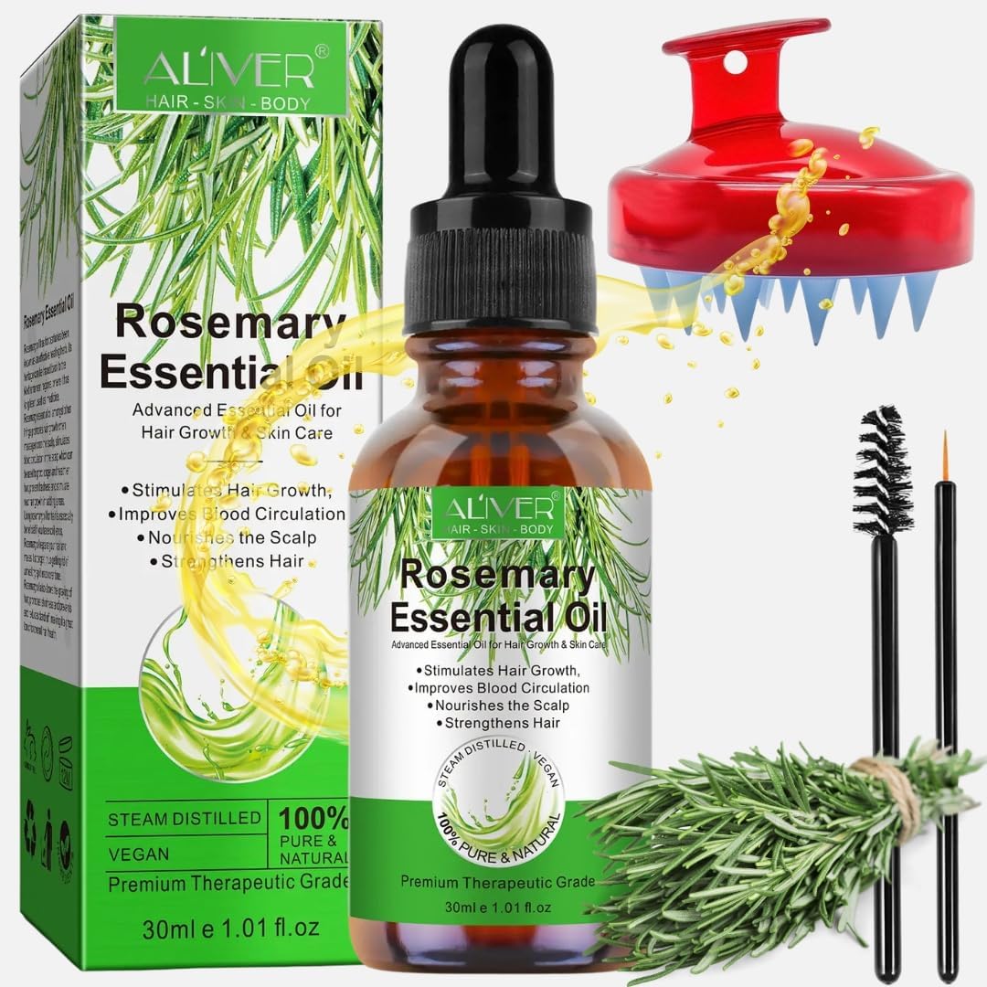 NIKITA.VIVI Rosemary Essential Oil with Scalp Massager (30ml), 100% Pure Natural & Organic Rosemary Oil for Hair Regrowth Repair Dry Damaged Hair, Hair Loss Scalp Treatment Rosemarys Oils Women Men