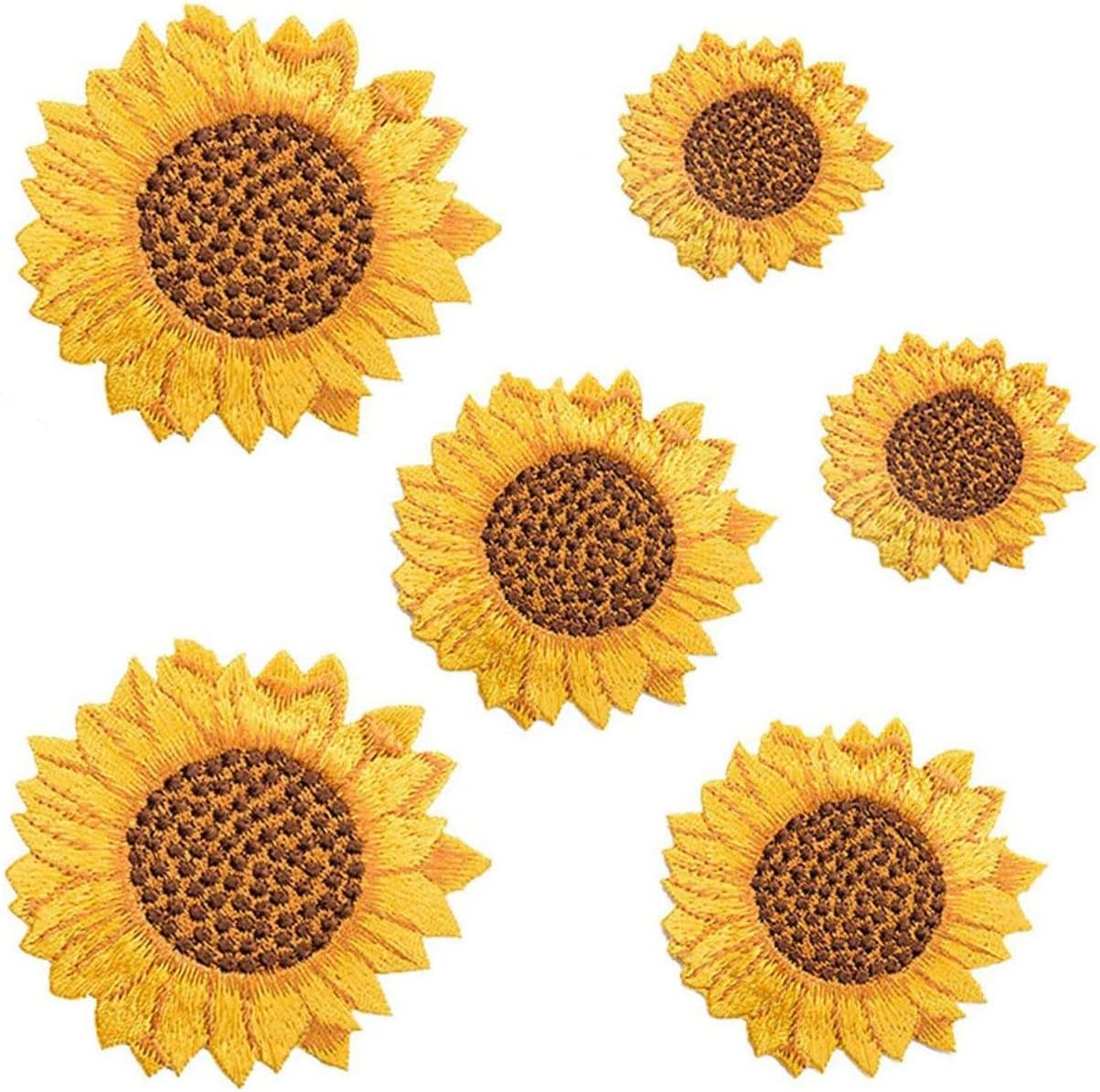 6 Pcs Sunflower Delicate Embroidered Patches, Cute Embroidery Patches, Iron On Patches, Sew On Applique Patch,Cool Patches for Men, Women, Girls, Kids