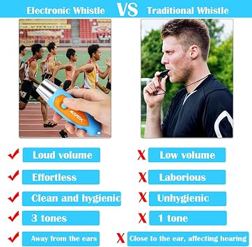 Electronic Whistle for Coaches, Loud Volume Electric Whistle Hand Whistle for Coaches Teacher Referee with Lanyard, 3 Kinds Of Tones