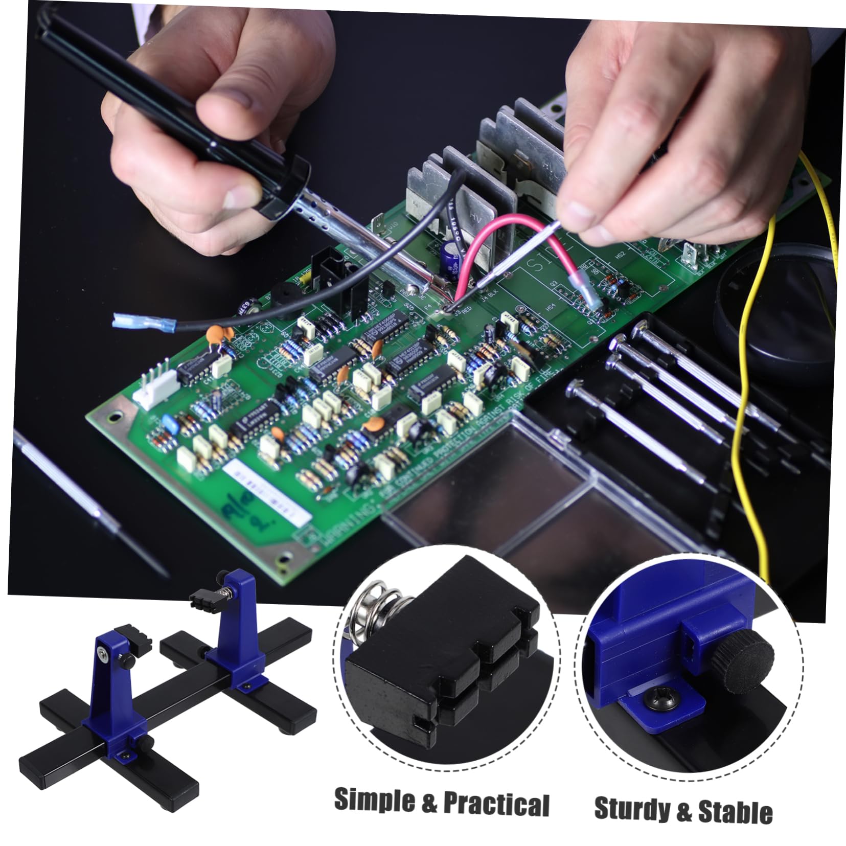 Mobestech Soporte Goma de Sujeción Pcb Estable Base Placa Ajustable Acero y Soldadura y Reparación de Placas de Ordenador