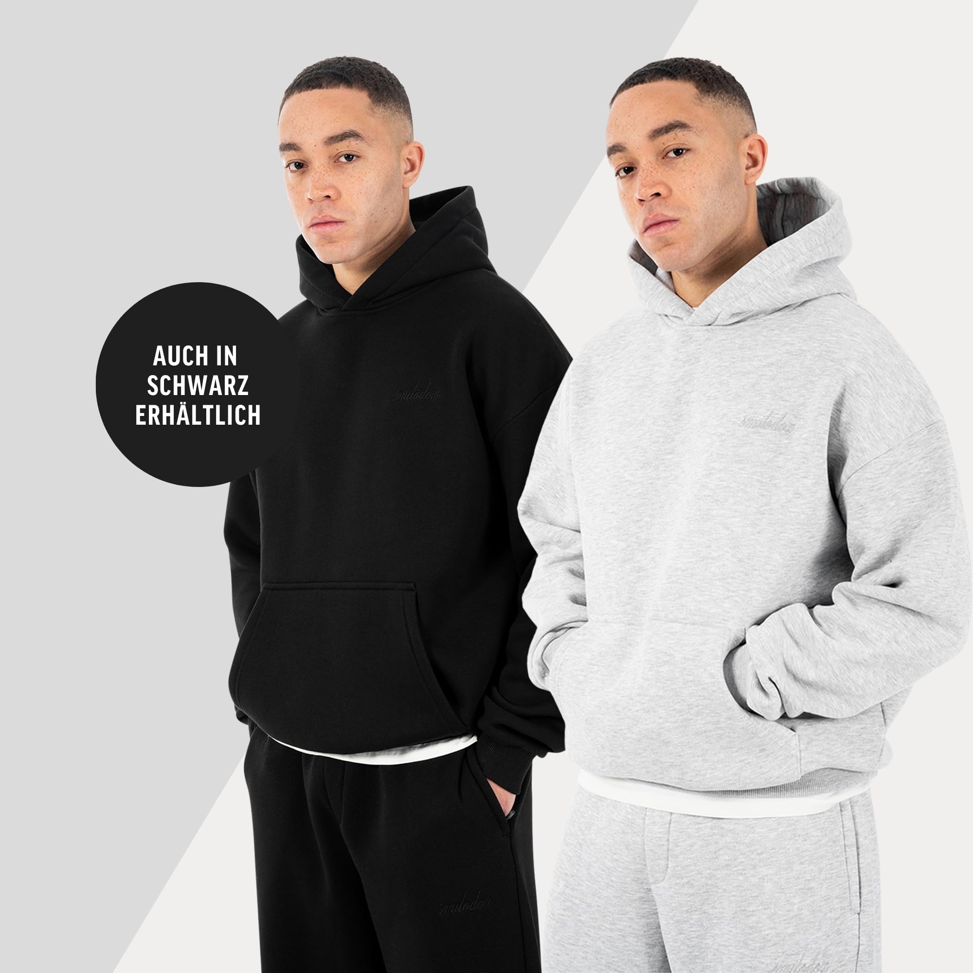 SMILODOX Hoodie Herren Kaleo, Oversize Kapuzenpullover mit Logo-Stickerei Brust & Rücken, Tunnelzug Kapuze, Kängurutasche, Rippbündchen, Urbaner Sweatshirt Style, ideal für Gym & Freizeit