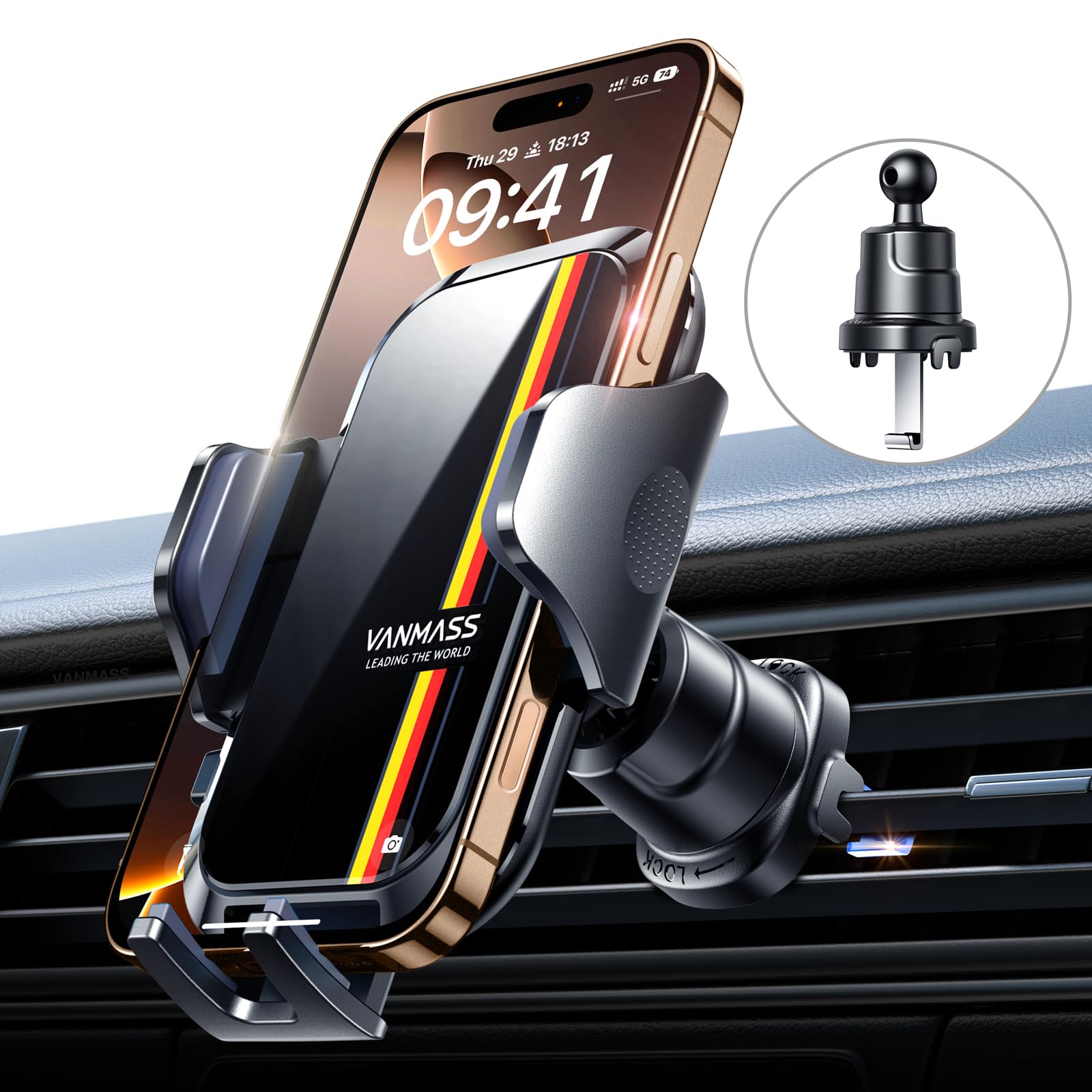 VANMASS 2026 Upgrade【Militär-Klasse】Handyhalterung Auto Lüftungshaken Bombenfest Handyhalter 360°Drehbar Autohalterung 100% Silikonschutz Kfz Smartphone Halterung Auto für iPhone 17 Pro 16 Samsung usw