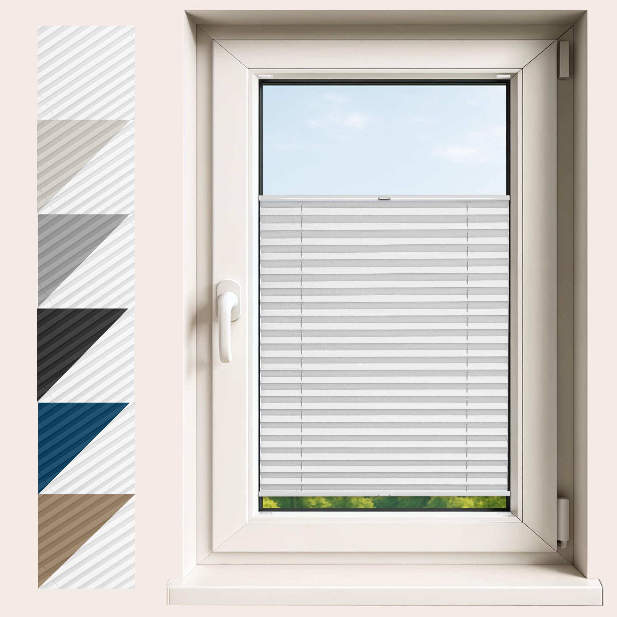 Concept Crystal Various Colours Concept Blinds - Premium Blackout Pleated Blinds - No Drill Installation - Durable Blackout Material - Made-To-Measure - Window Sizes 30–130 Cm X 40–230 Cm