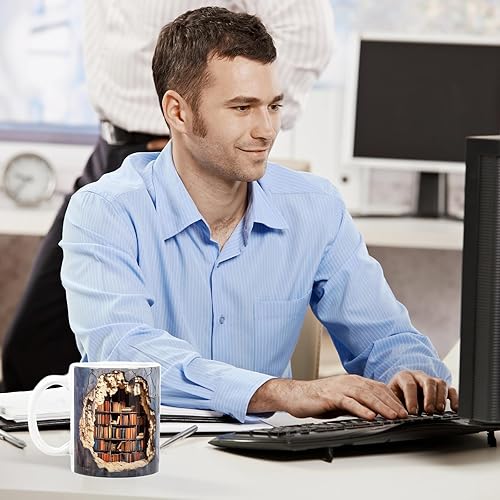 Miniatura 6 de Regalos para amantes de los libros, tazas de café de cerámica 3D con agujero de pared, estantería creativa 3D impresa, tazas de café de cerámica,