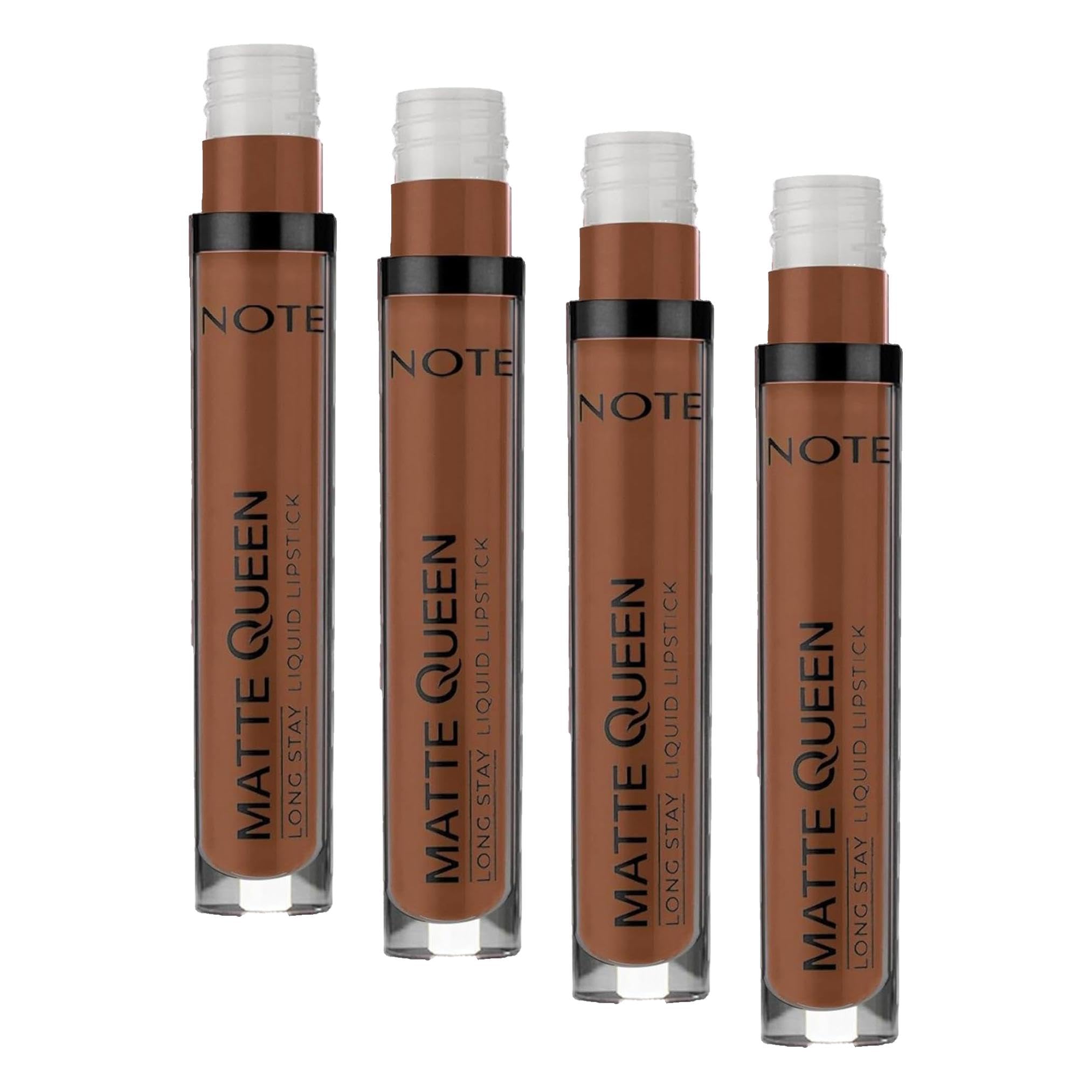 Note Cosmetics Matte Queen Lipstick 23 Sweet Cinnamon Kalıcı Likit Ruj, Kahverengi (4 paketi)