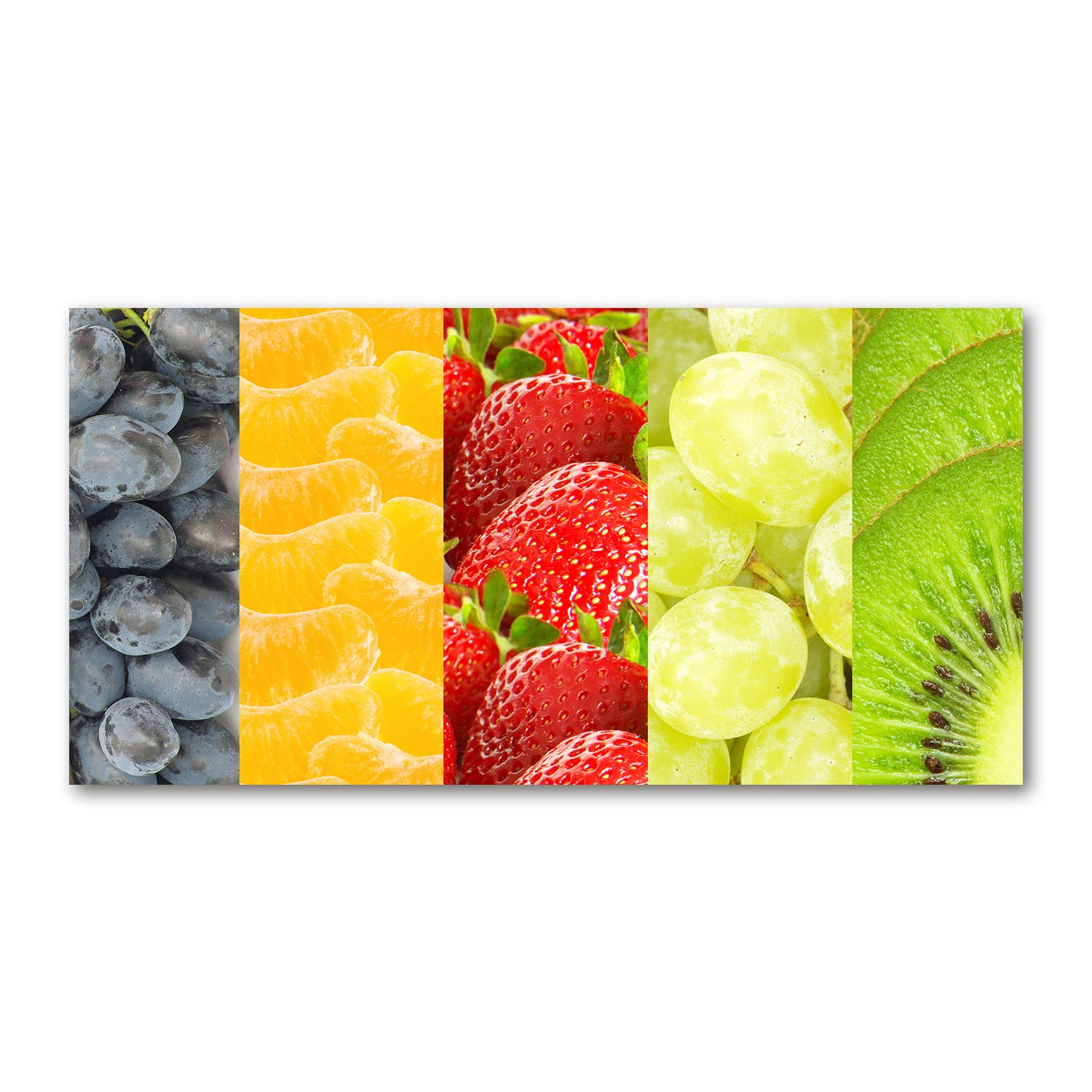 Impression sur verre salon et cuisine grand tableau multicolore fruits de 120x60 cm