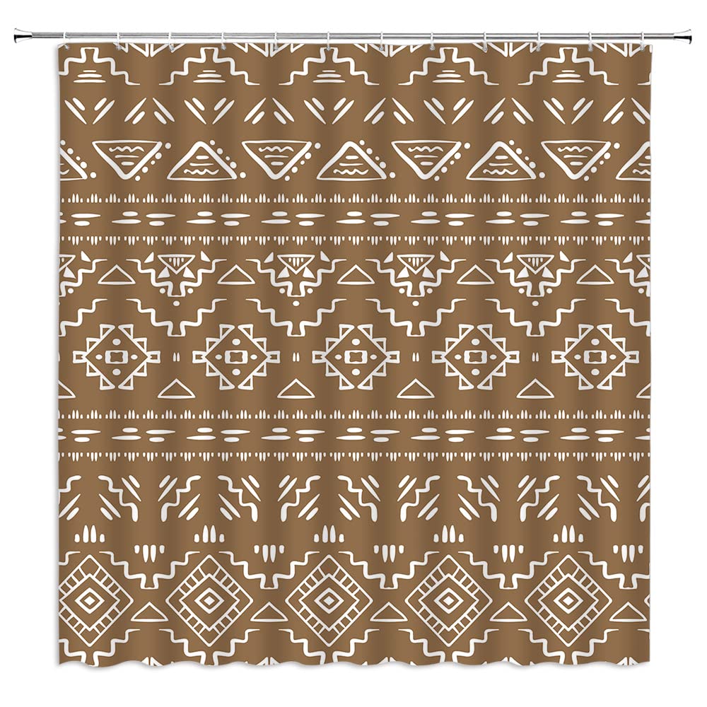ABONAN Black White Boho Shower Curtain Black White Geometric Modern Farmhouse Tribal Retro Western Aztec Abstract Mid Century Art Fabric Bathroom