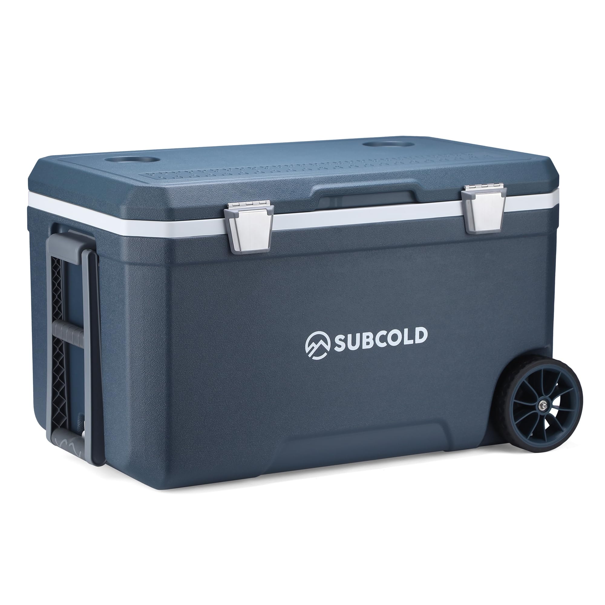 Subcold MOBI70 Wheeled Cooler Box โ Insulated Cool Box on Wheels with Handles and Drain | Ice Cooler for Travel, Car, Camping & Outdoor | Stays Cool for Days | PU Foam Insulation (Blue) (70L)