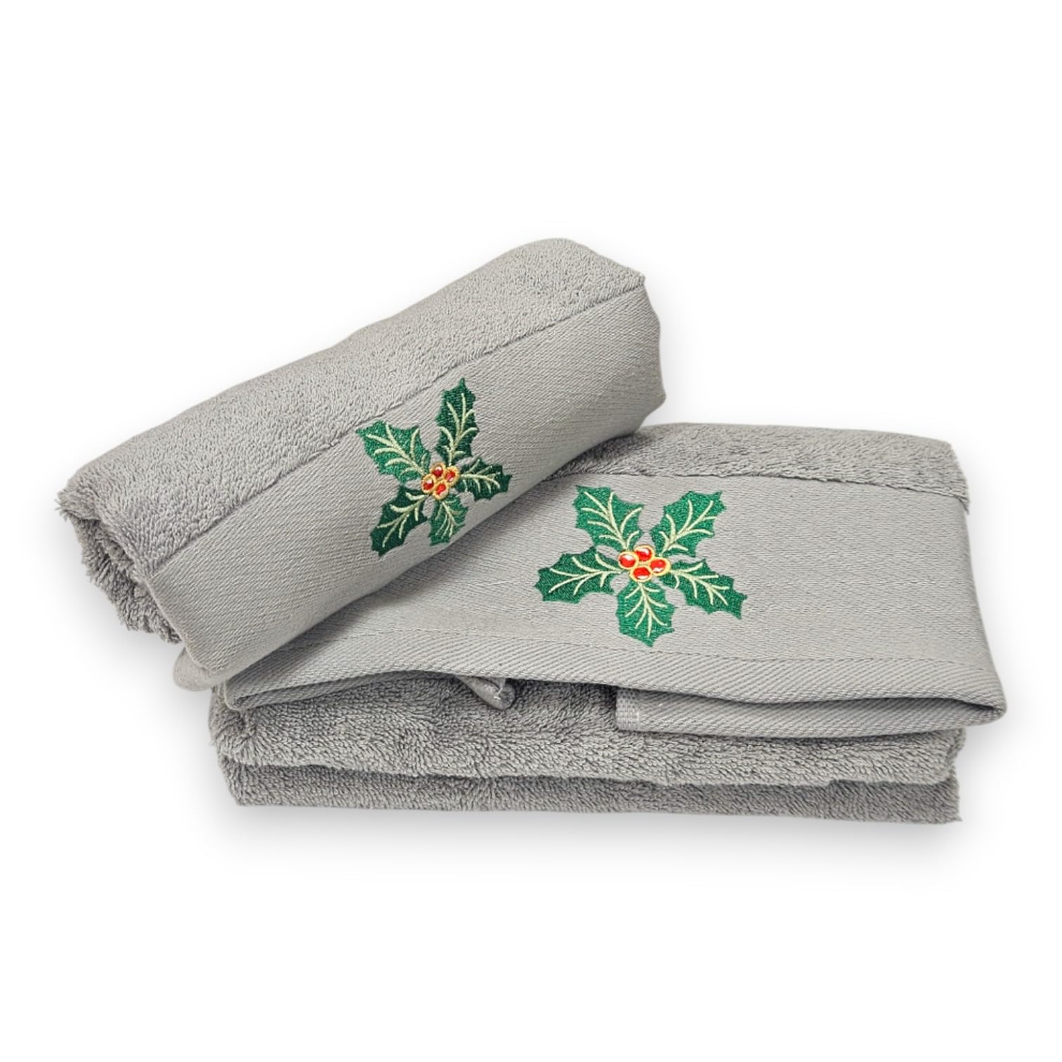 Serviette de toilette 55x100 cm et serviette d'invité gris en coton motif de Noël