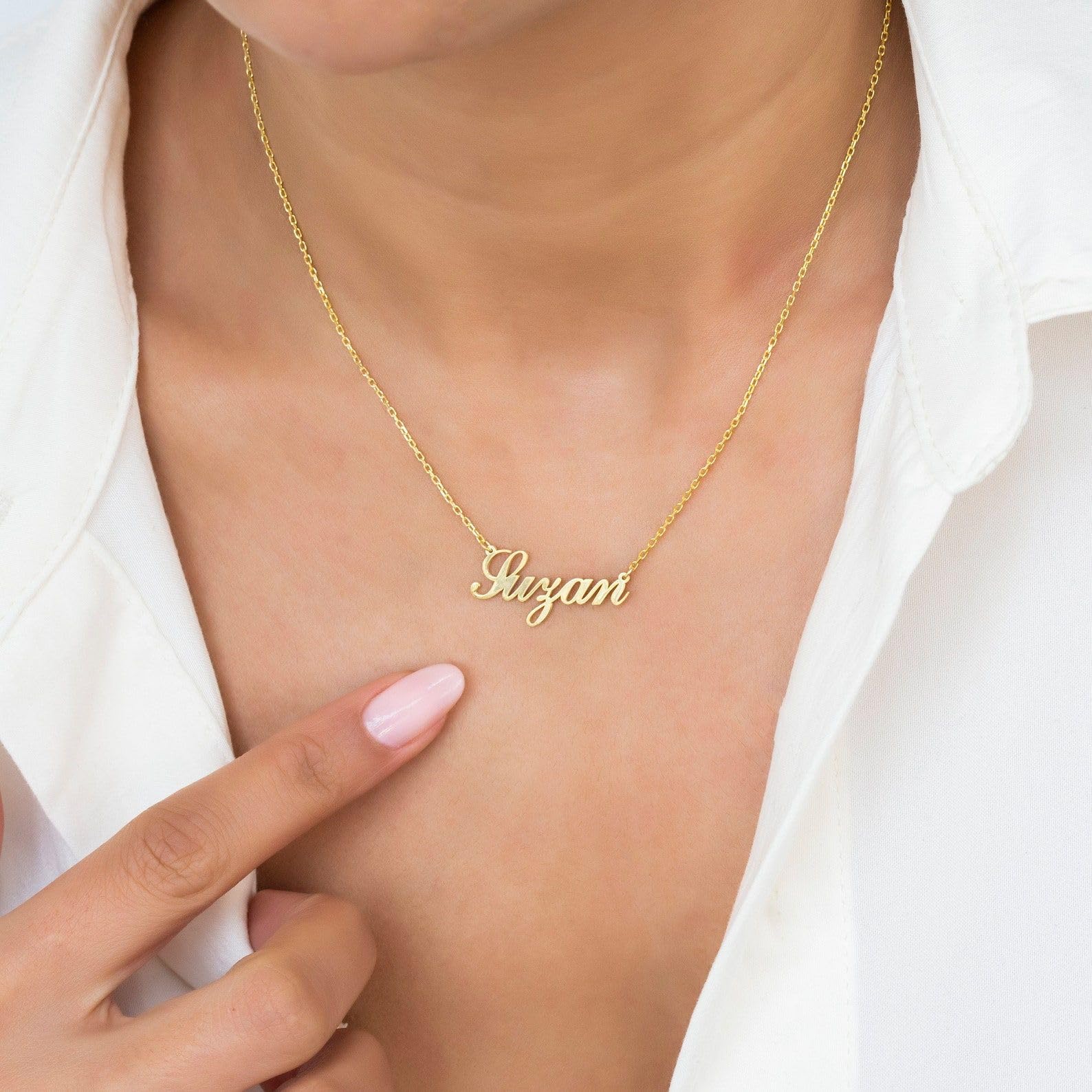 Personalizado collar con nombre placa con nombre collar oro para ella Día de la Madre Navidad
