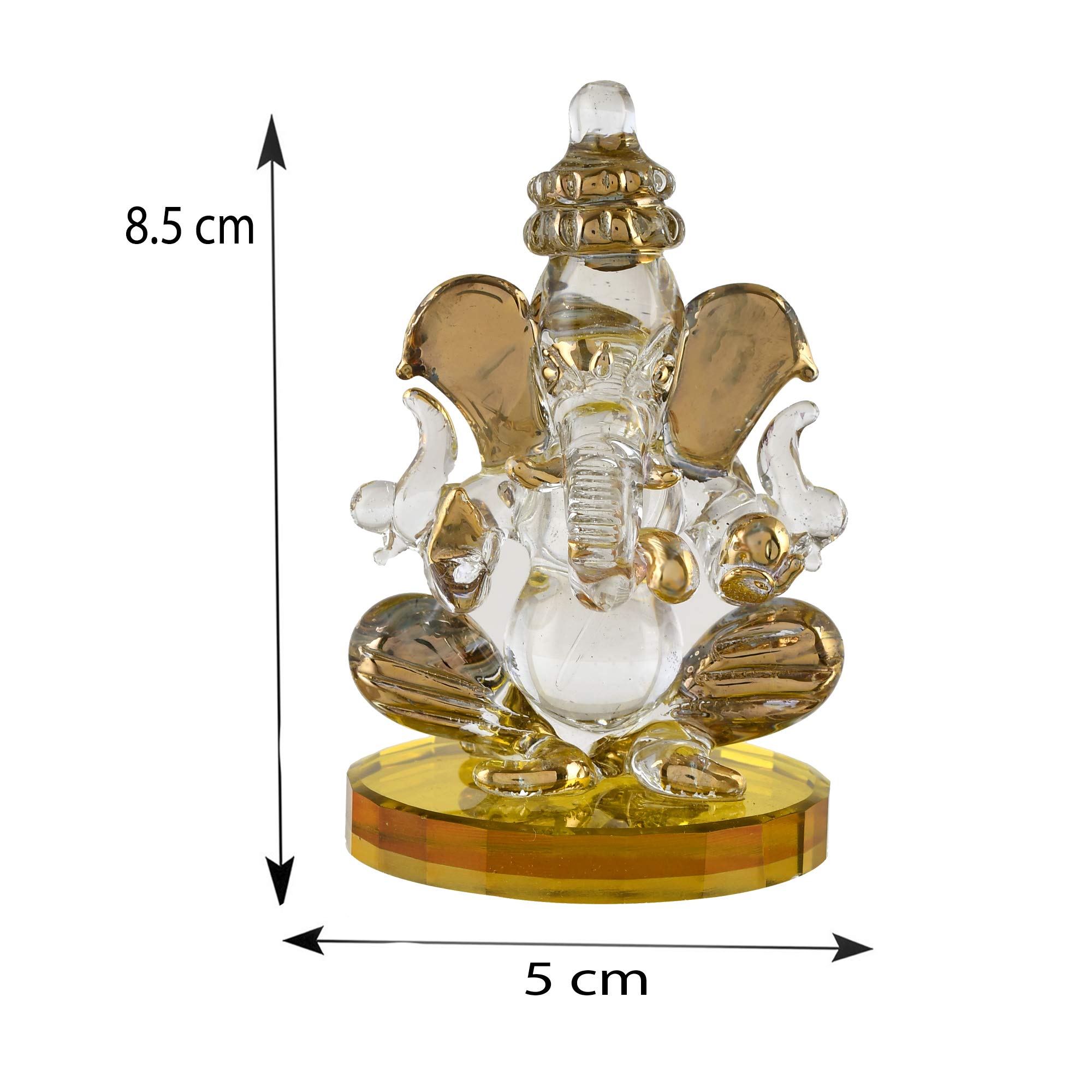 Great Art Ganesh Idol for Car Dash Board (8.5cm x 5 cm) (Design 3), Glass, 1 Piece 3