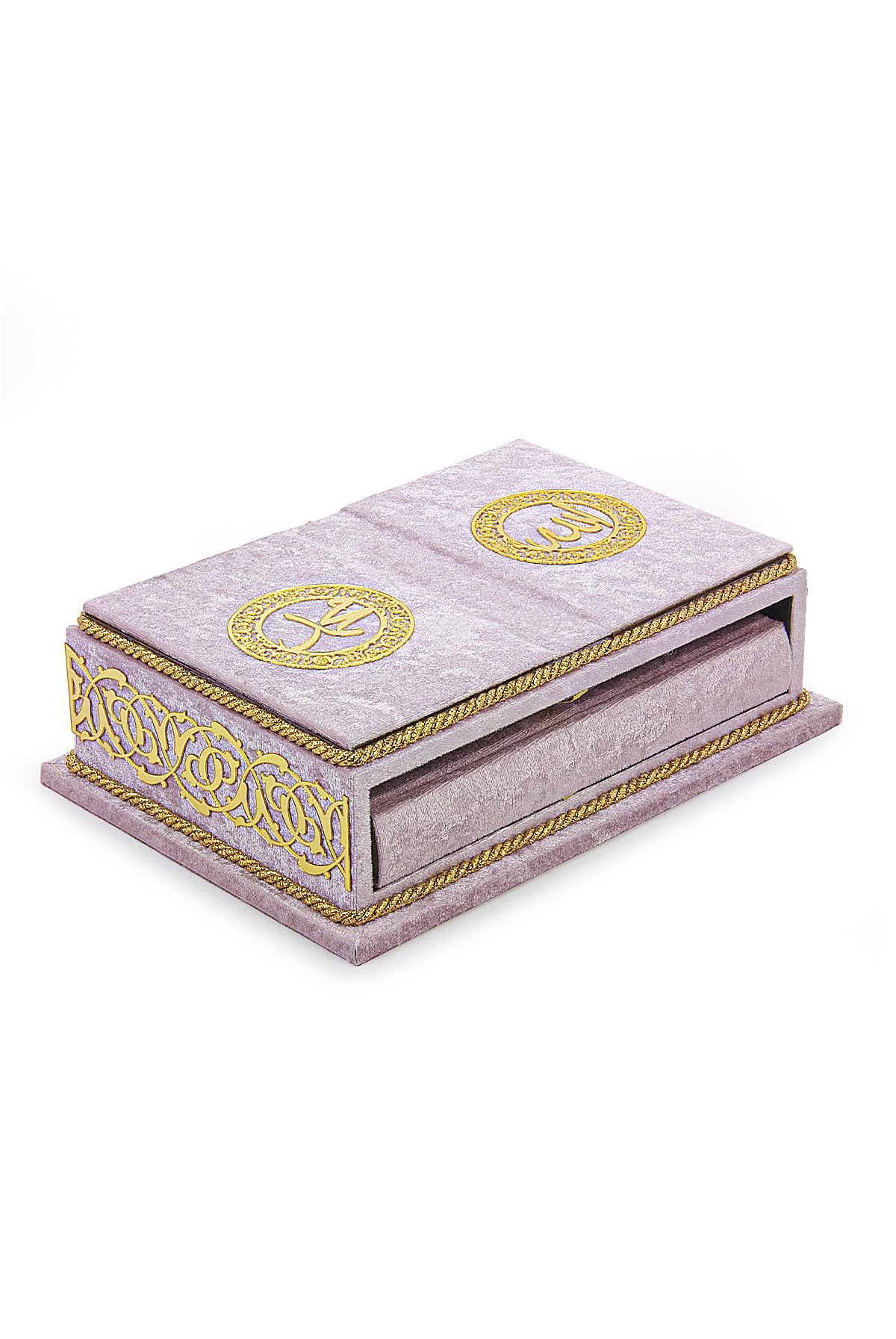 ihvan online, Ensemble cadeau du Saint Coran en arabe, Support de livre, Support de Coran de bureau, Rehal, Coffret recouvert de velours Rihal, Cadeaux islamiques décoratifs pour musulmans, Rose