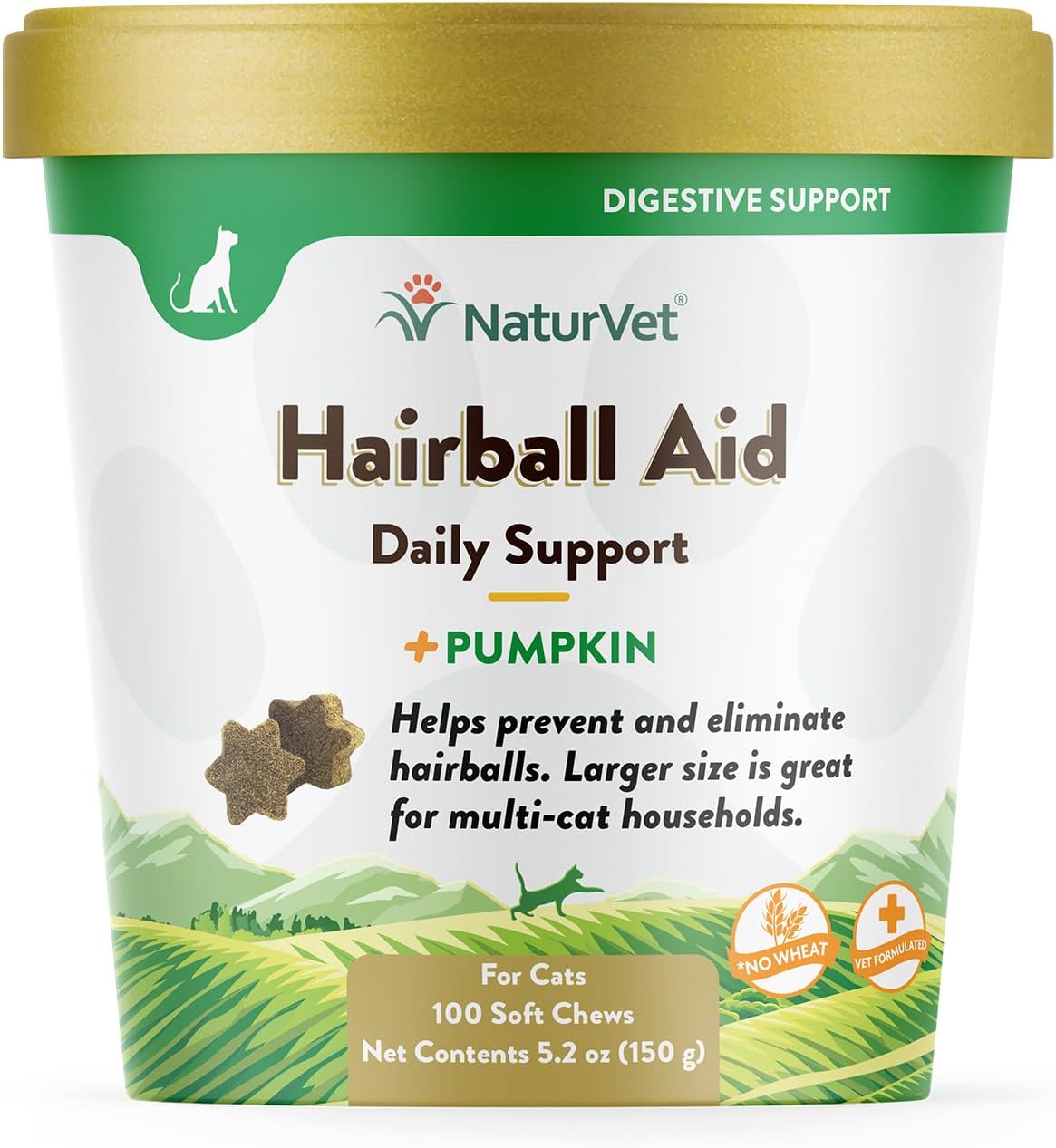 NaturVet Hairball Aid Supplement for Cats Plus Pumpkin