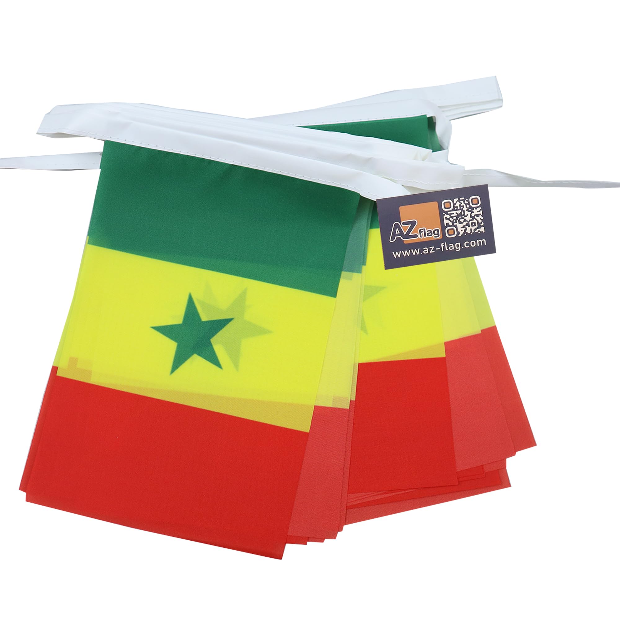 AZ FLAG Senegal Bunting Flag, 20 Ft Garland with 20 Small Senegalese Flags 8'' x 6'', 100% Polyester String Pennant, 6 meters — view 7