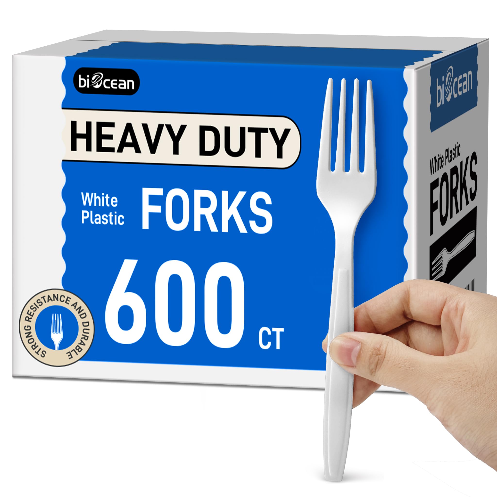 �️BluShine Heavy Duty Plastic Forks, Disposable Bulk Cutlery | 400 Count Heavy Duty White Plastic Forks, Strong Silverwa — beauty deal on Shopping With Noya