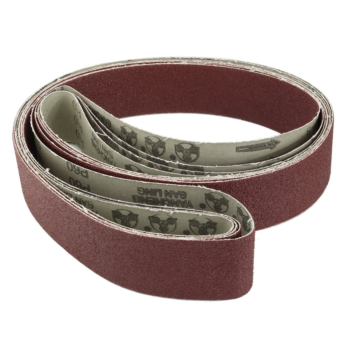 Uxcell Brown Sourcingmap 2-Inch X 72-Inch Aluminum Oxide Sanding Belt 60 Grits Sandpaper Lapped Joint For Belt Sander 4Pcs