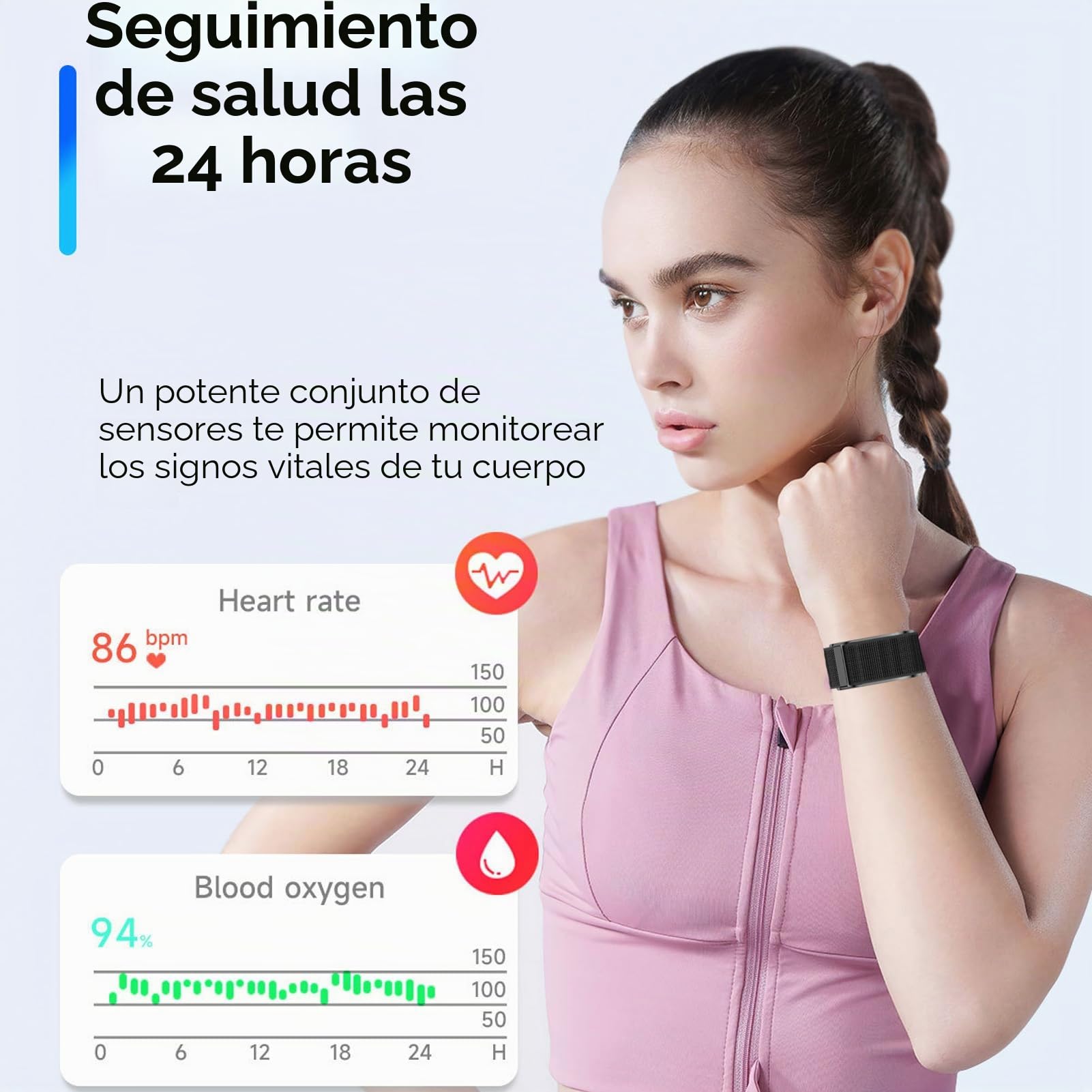 Denash Health Smart Bracelet, Actividades Portátiles Magnéticas y Rastreador de Ejercicios, Pulsera de Rastreador de Fitness con 127 Modos Deportivos para Hombres Mujeres (Negros) (Black)