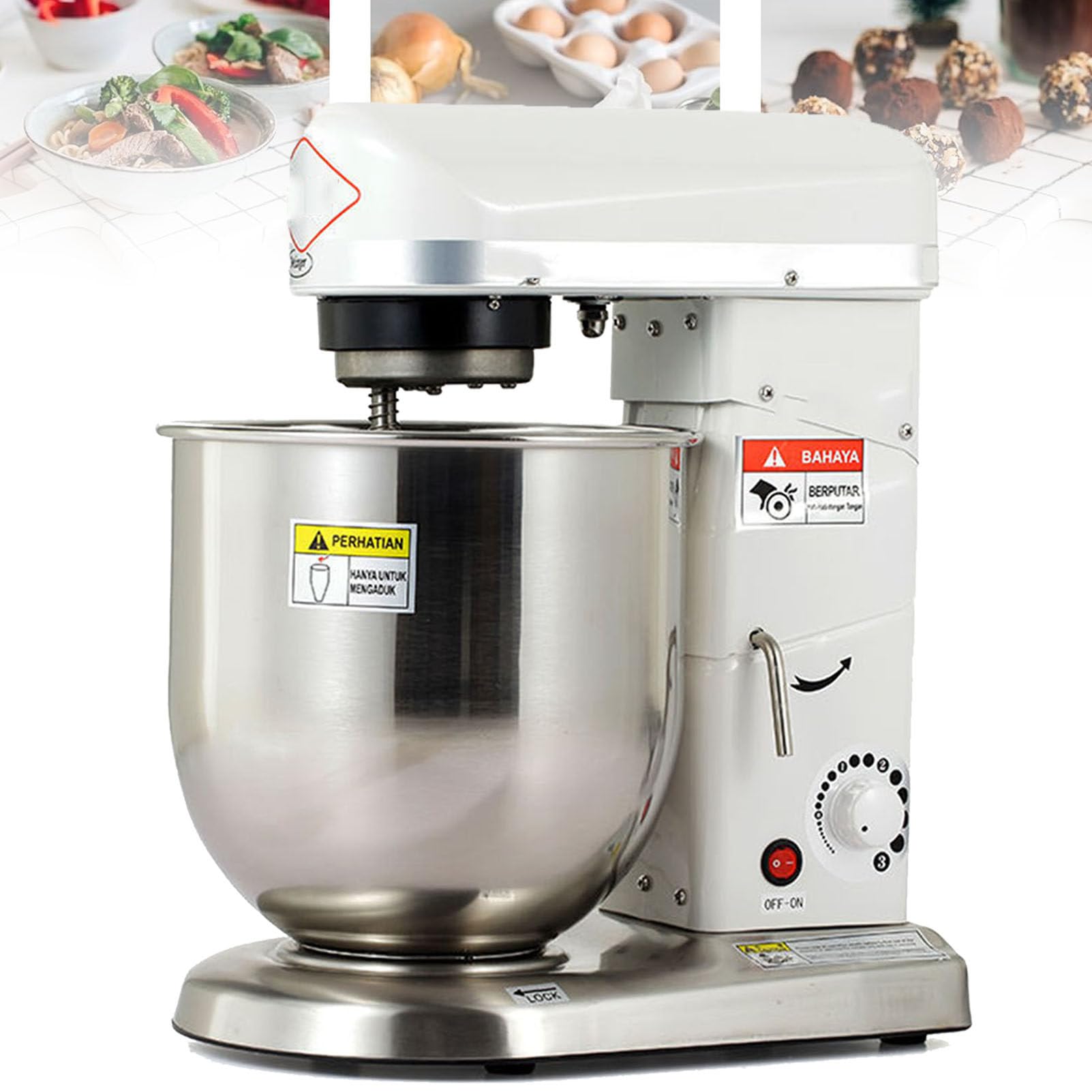 LYDZUSDP Commercial Stand Mixer,5 L 3-Speed 500W Tilt-Head Food Mixer,Kitchen Electric Standing Mixer with Dough Hook,Whisk,Beater,Mixing Bowl(White)