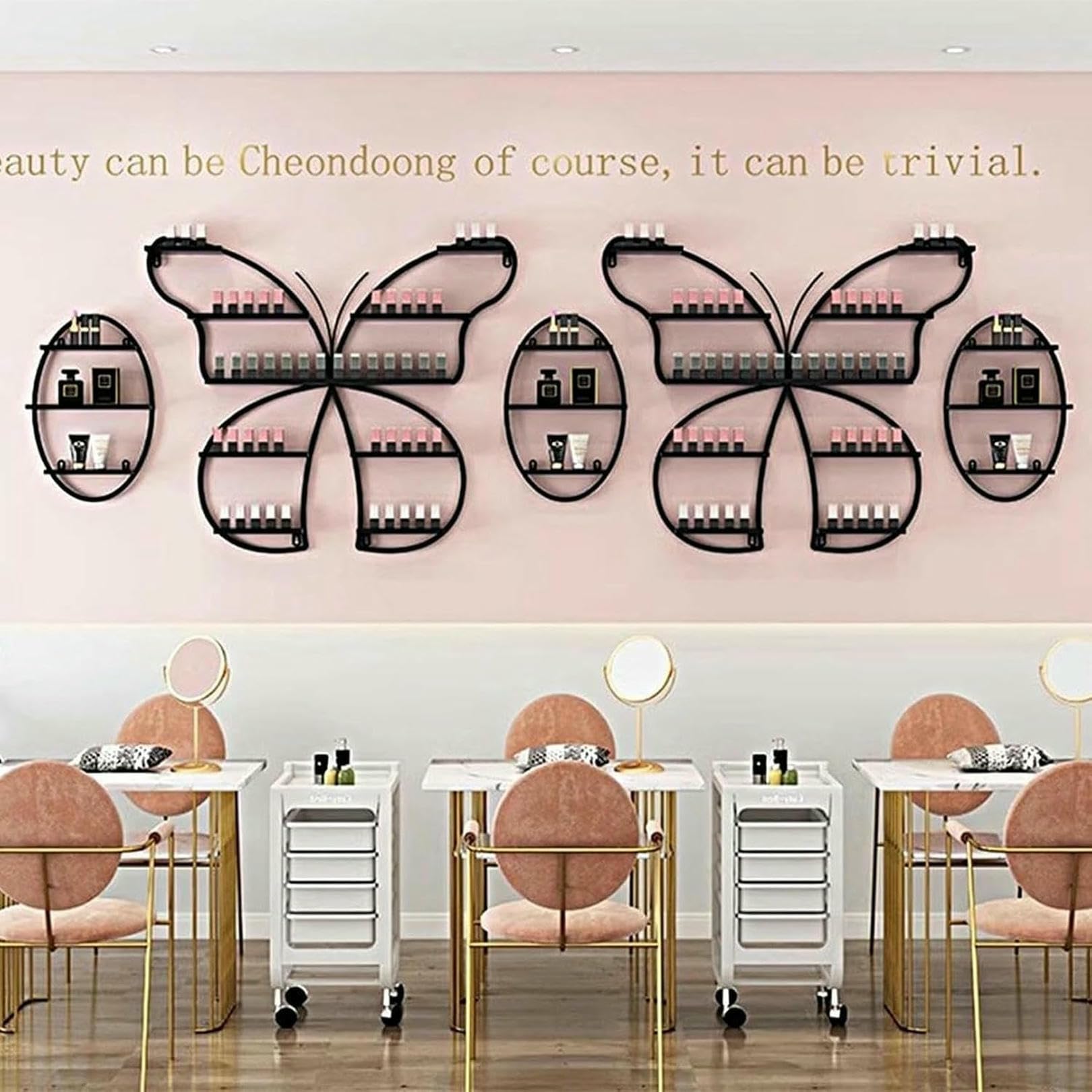 Estante metálico de Pared para Guardar esmaltes de uñas, Estante de exhibición de Pared, Soporte para frascos de aceites Esenciales y perfumes.