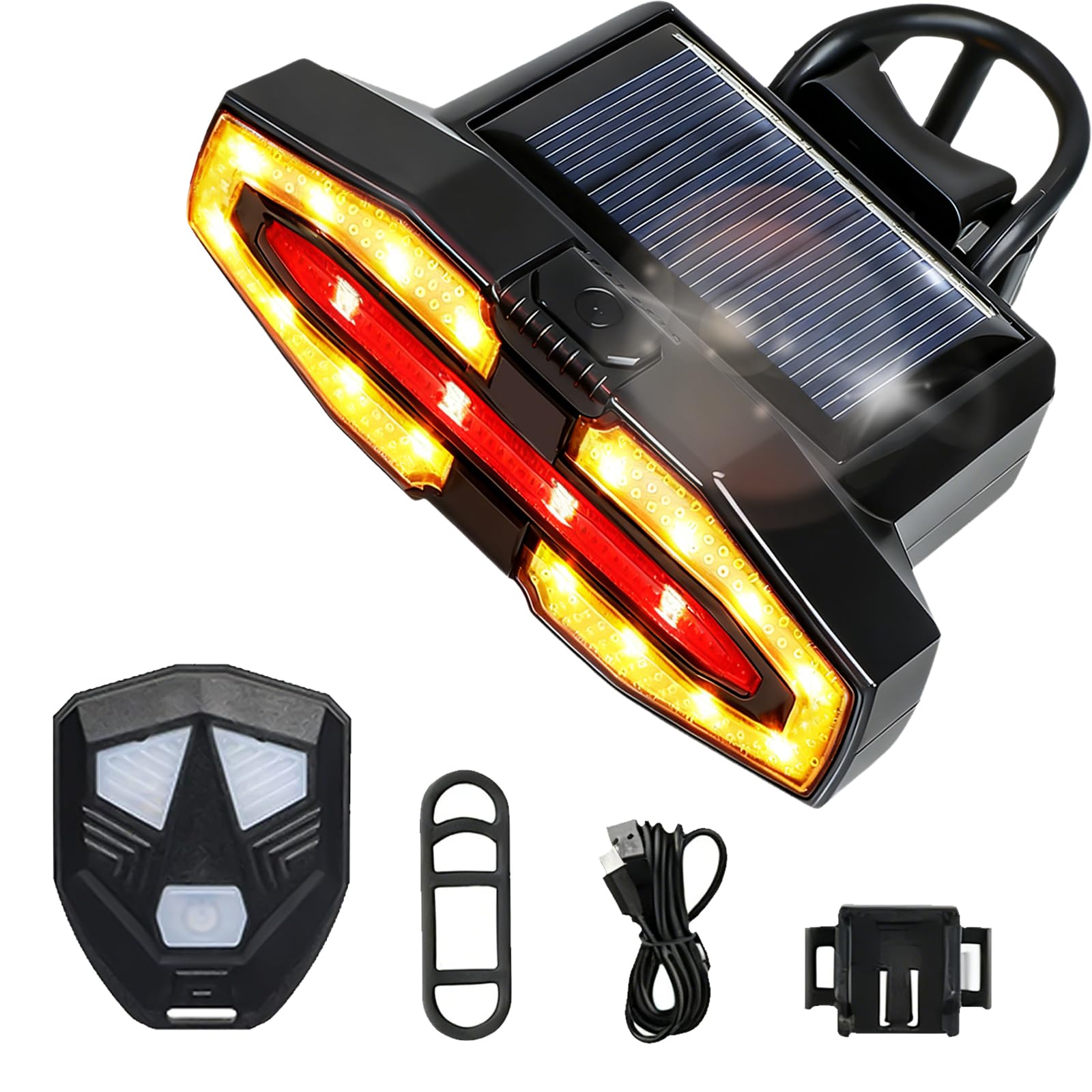 DIBMS Bike Tail Light Solar Powered USB Rechargeable with Turn Signals