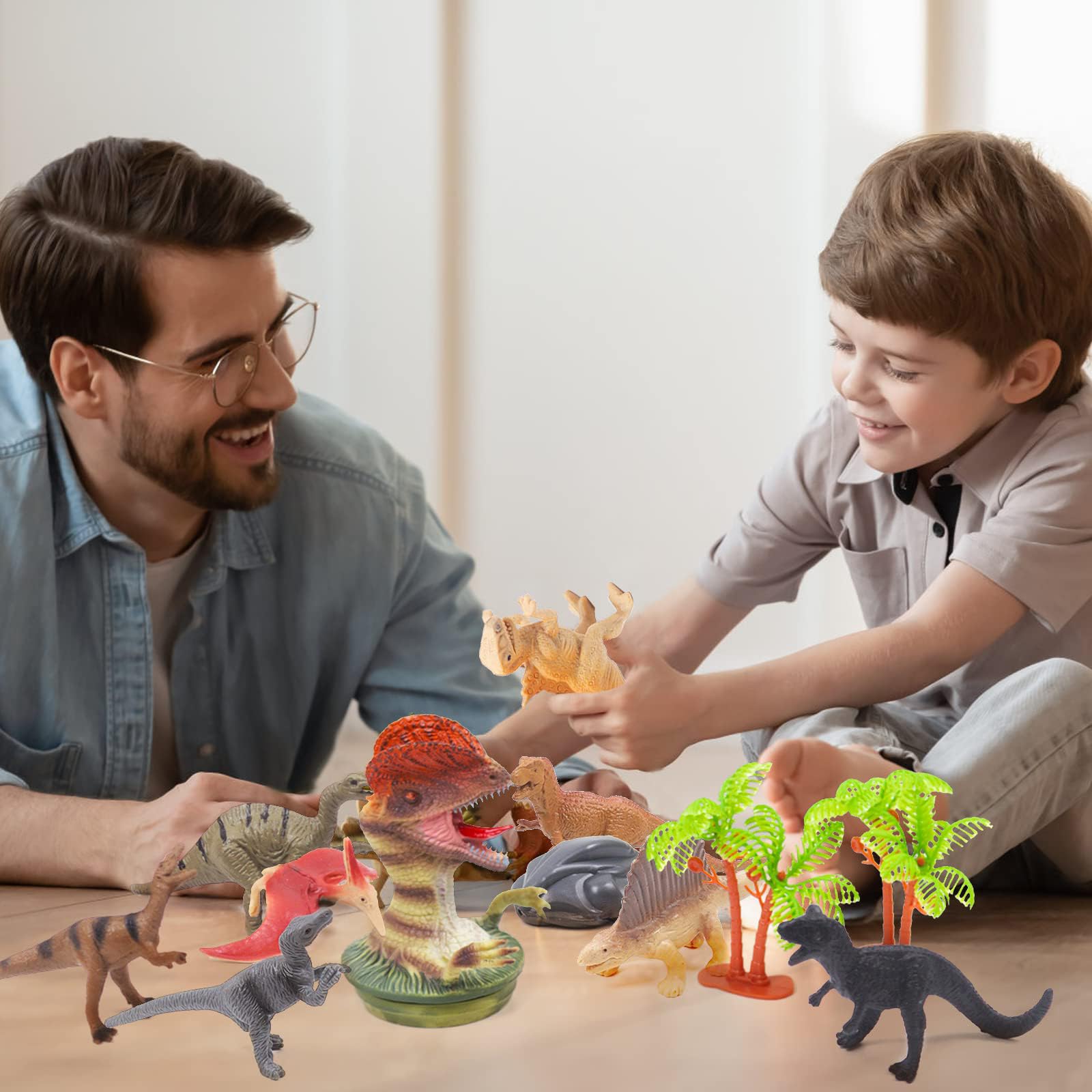 KASTWAVE Mini Dinosaur Toy Set, Mini Safari Dinosaurs Figure Creatures in Tube 15 pcs Set | Realistic Tiny Little Animals for Sensory Bin, Birthday Party Favor, Toddler 3-5, Safair Dinosaurs