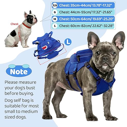Miniatura 3 de OUOBOB Mochila de arnés para perro, bonita mochila para perros pequeños y medianos, sin tirones, chaleco de malla con anillo en D para cachorros,