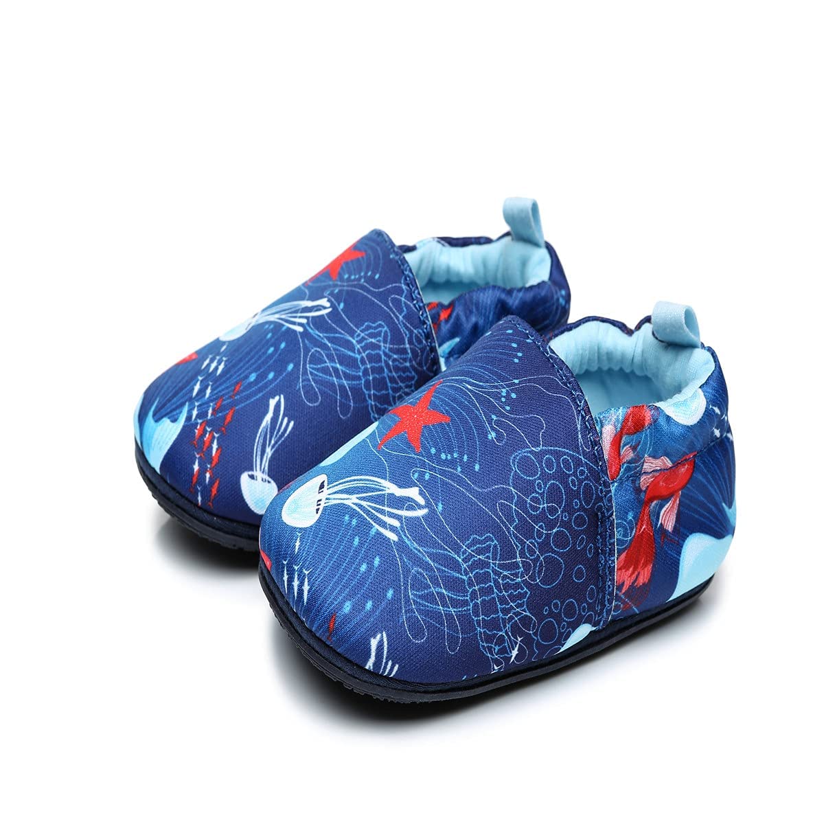 Timatego Toddler Baby Boys Girls Shoes Non Skid Slipper Sneaker Moccasins Infant First Walker House Walking Crib Shoes(6-24 Months)(6-9 Months Infant 01 Ocean)