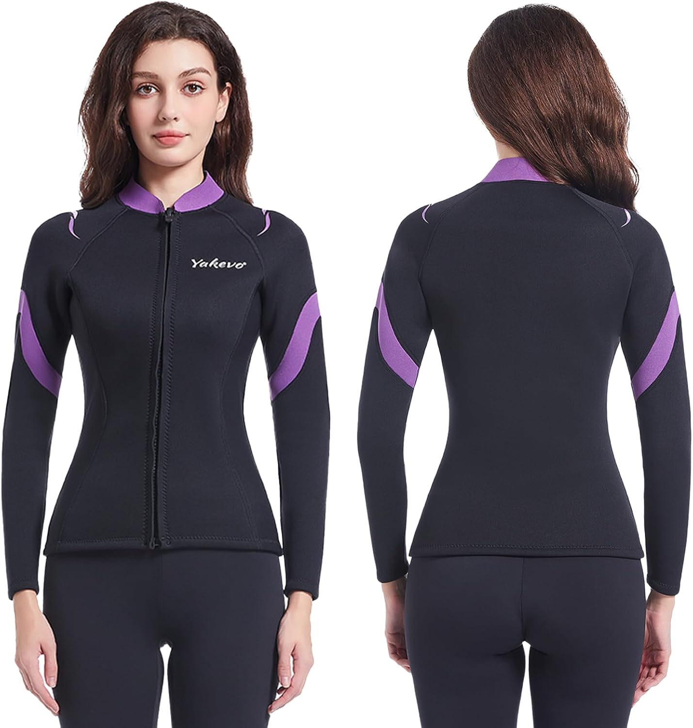 Wetsuit Top Men,2mm Mens Wetsuit Top 3mm Long Sleeve Wetsuit Jacket Men Front Zip Warm Wets Suit Jackets for Men Stretch Mens Wetsuit Top - Image 2