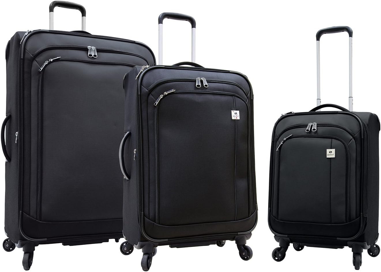 Samboro Feather Lite Lightweight Luggage Spinners - 3 Piece Set (Black Color)