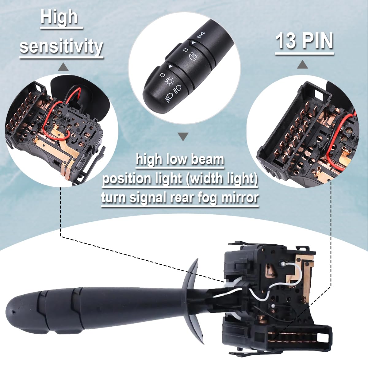 ZAMDOE 7701048912 Interruptor Palanca luz de Giro dirección para Renault Espace IV Laguna II Trafic II para Opel para Vauxhall Vivaro A E7 F7 J7 Luces Carretera y Bajas Piezas Repuesto
