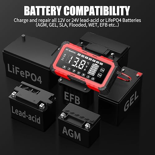 Miniatura 2 de Cargador de batería inteligente de 16 amperios 12 V24 V para automóvil, cargador de batería y cargador de batería automotriz con compensación de