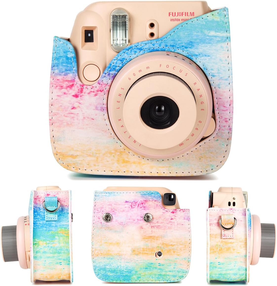 CAIUL Compatible Mini 9 Groovy Camera Case Bag for Fujifilm Instax Mini 8 8+ 9 Camera - Rainbow Mist