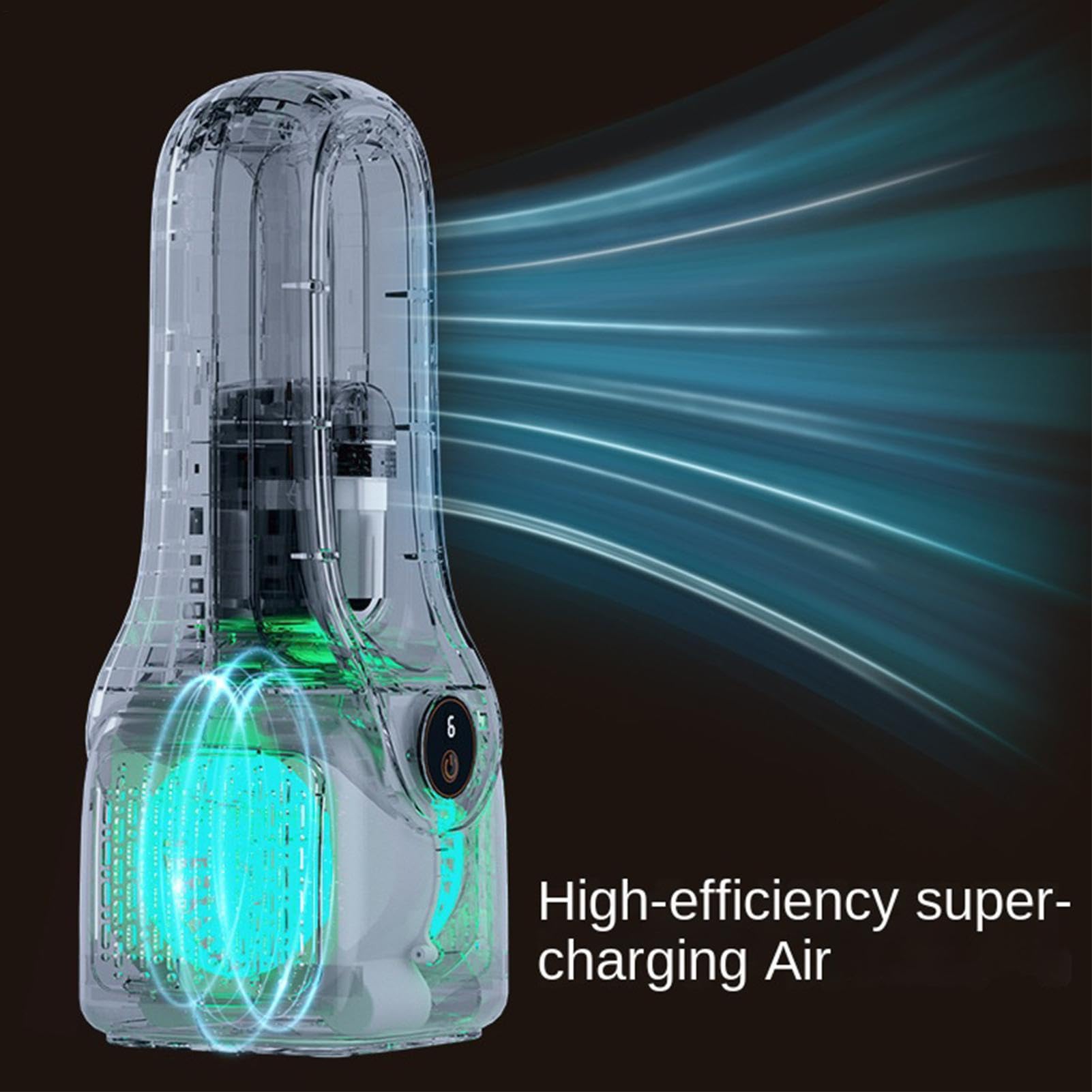 Ventilatore Da Scrivania Ricaricabile Ventilatore Senza Pale a 6 Velocità e | Fan a silenzioso, ricarica Type-C 1500mAh per Ufficio Casa Camera da Spiaggia