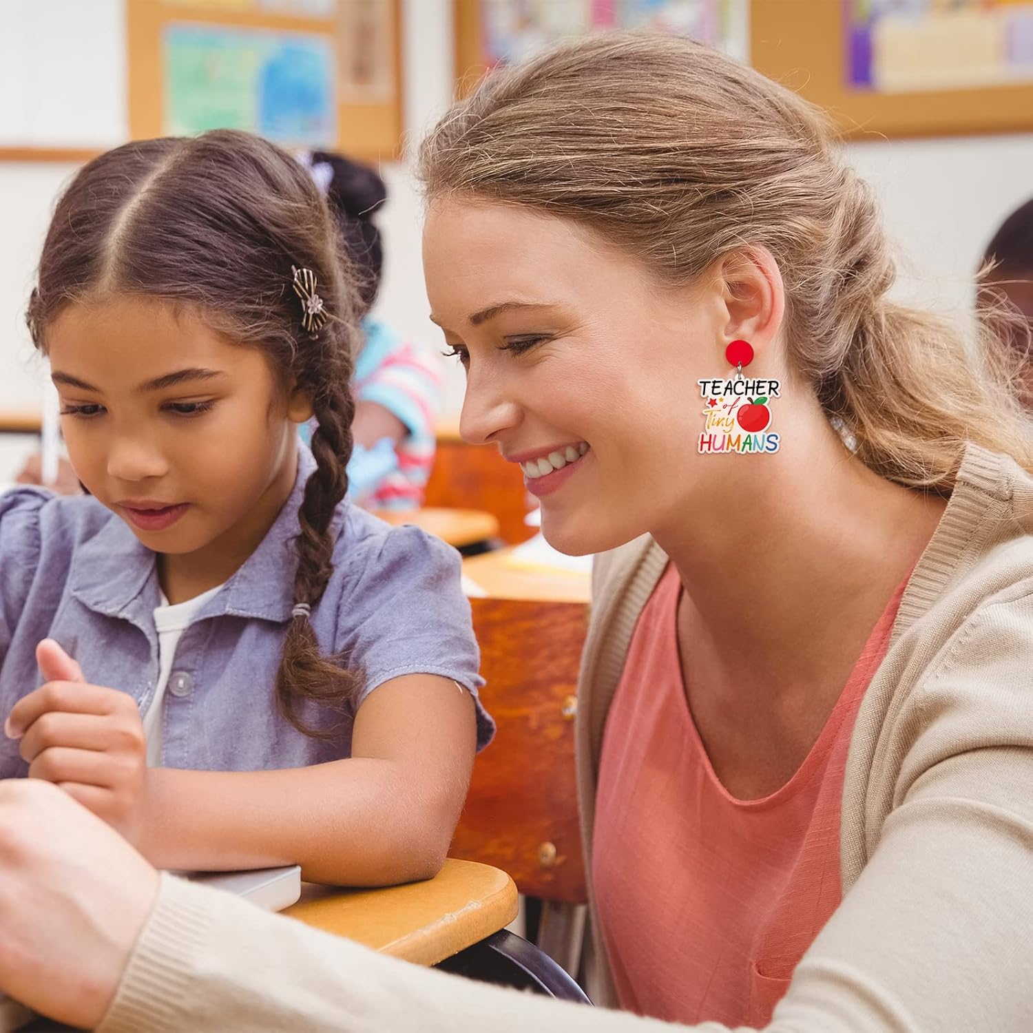 16 Pairs Christmas Teacher Earrings Bulk for Women Acrylic Rainbow Pencil Book Drop Dangle Earrings Colorful Teacher Appreciation Gifts - Image 5