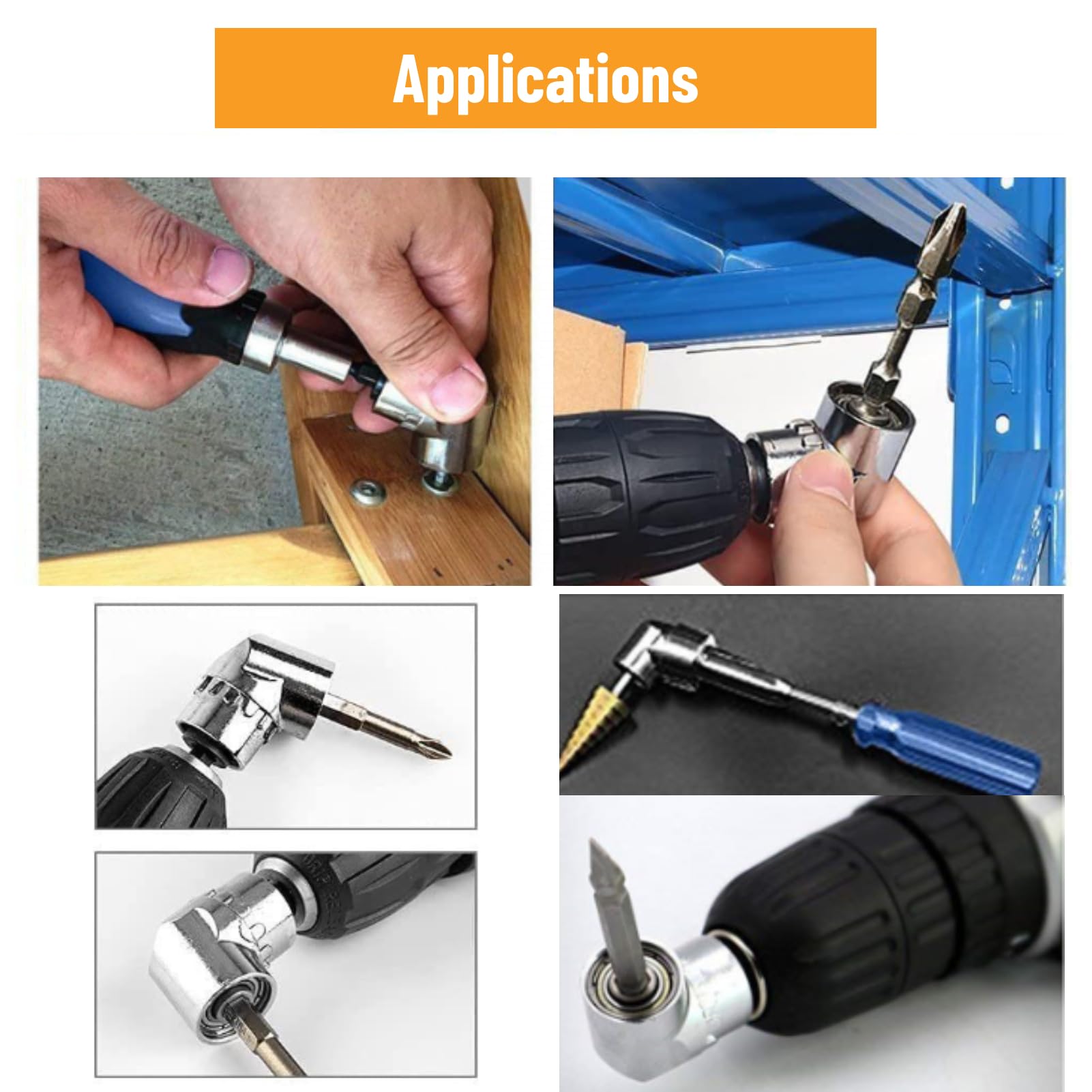 LiebeWH Adapter do wiertarki kątowej, adapter wiertarski 90 stopni, adapter do wiercenia pod kątem prostym, adapter kątowy 105 stopni, 1/4 cala przedłużająca końcówka wiertła