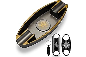 Cigar Ashtray with Cigar Scissors, Punch and Straight Cutter