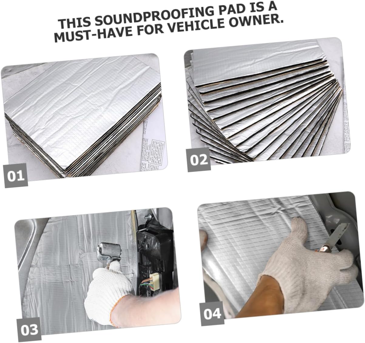 20pcs Soundproofing Insulation Noise Reduction Aluminum Foil Hood Insulation Easy Install