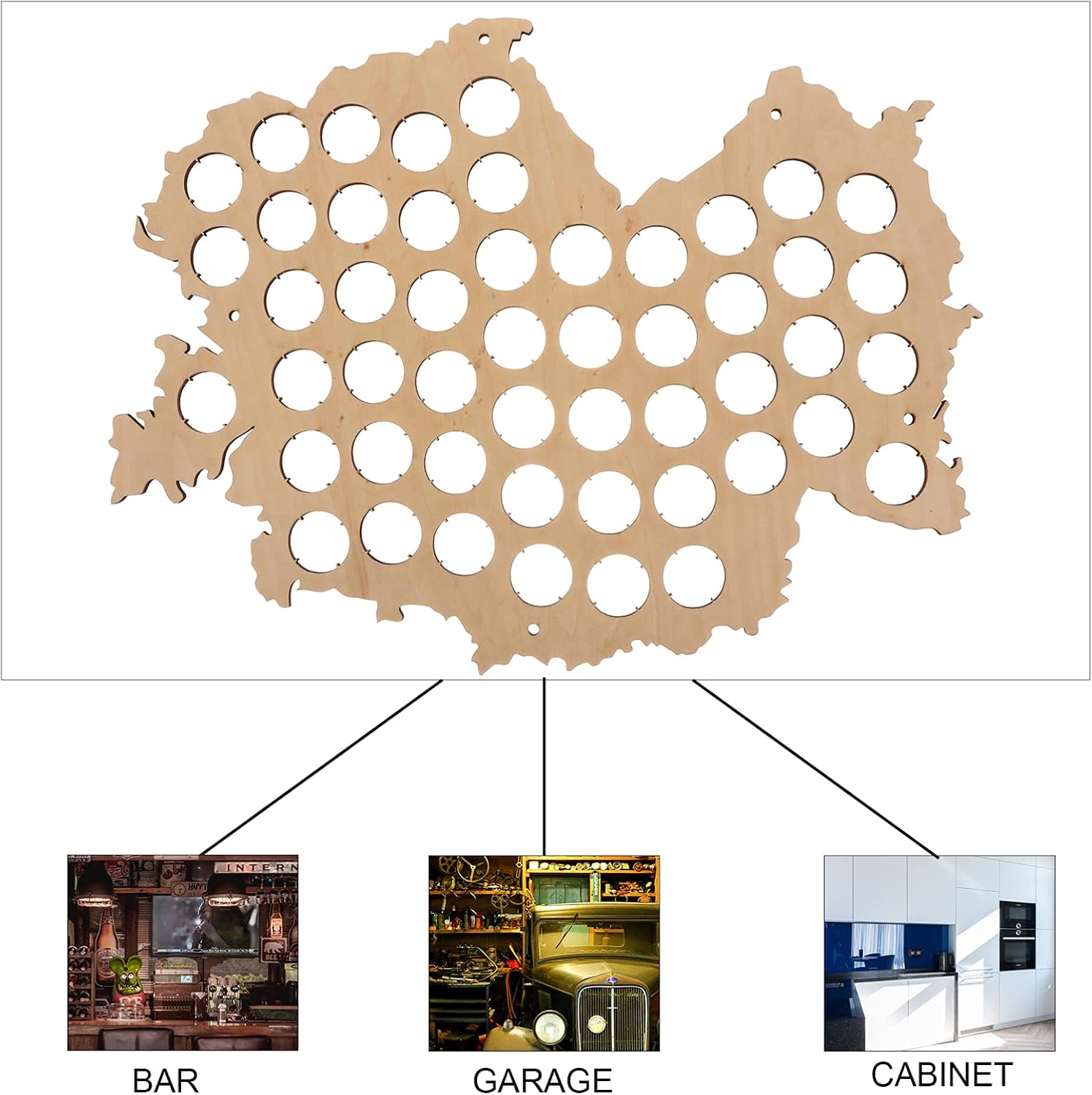 EXCEART Beer Map Wall Art Beer Bottle Cap Collection Map for Creative Home Decor Lightweight for Office Pub Restaurant Decor Unique Idea