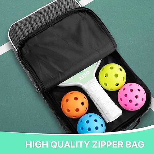 Miniatura 7 de Aiso Matcha  Juego de 2 bonitas palas de pickleball  Juego de iniciación premium para principiantes con 4 bolas de pickleball y bolsa de transporte