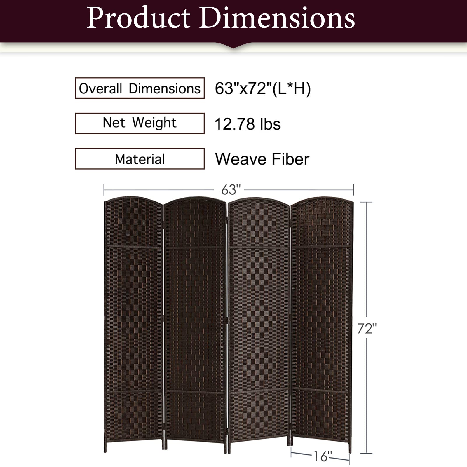 Buy Rose Home Fashion RHF 6 ft.Tall15.7" Wide Diamond Weave Fiber 4