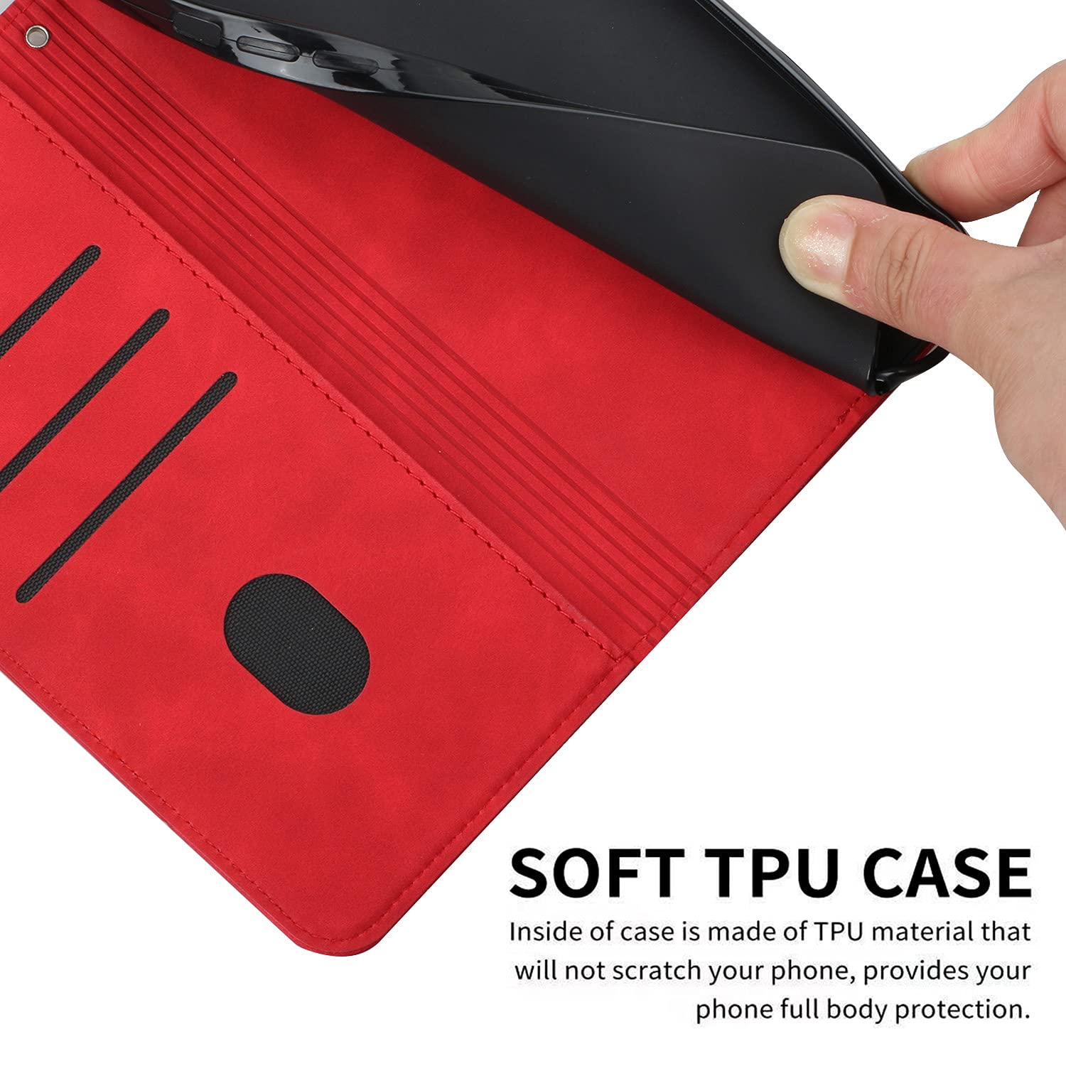 Custodia a Libro Cover Portafoglio per Xiaomi Redmi Note 12 4G Book Flip Case in Pelle con Tasca Porta Carte Supporto Antiurto - Rosso