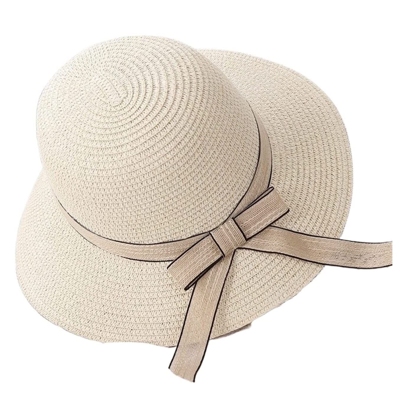 Sombrero de Playa Plegable, Sombrero De Paja Verano para Mujer, Protector Solar para Vacaciones En La Playa, para El Sol Sombrero Playa Verano