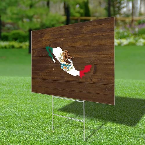 Miniatura 5 de Mexico Yard Sign Two Sided Print Corrugated Plastic Sign Country Outline Fade Resistant Ink Blank Yard Signs with Stakes 18x24 Custom Lawn