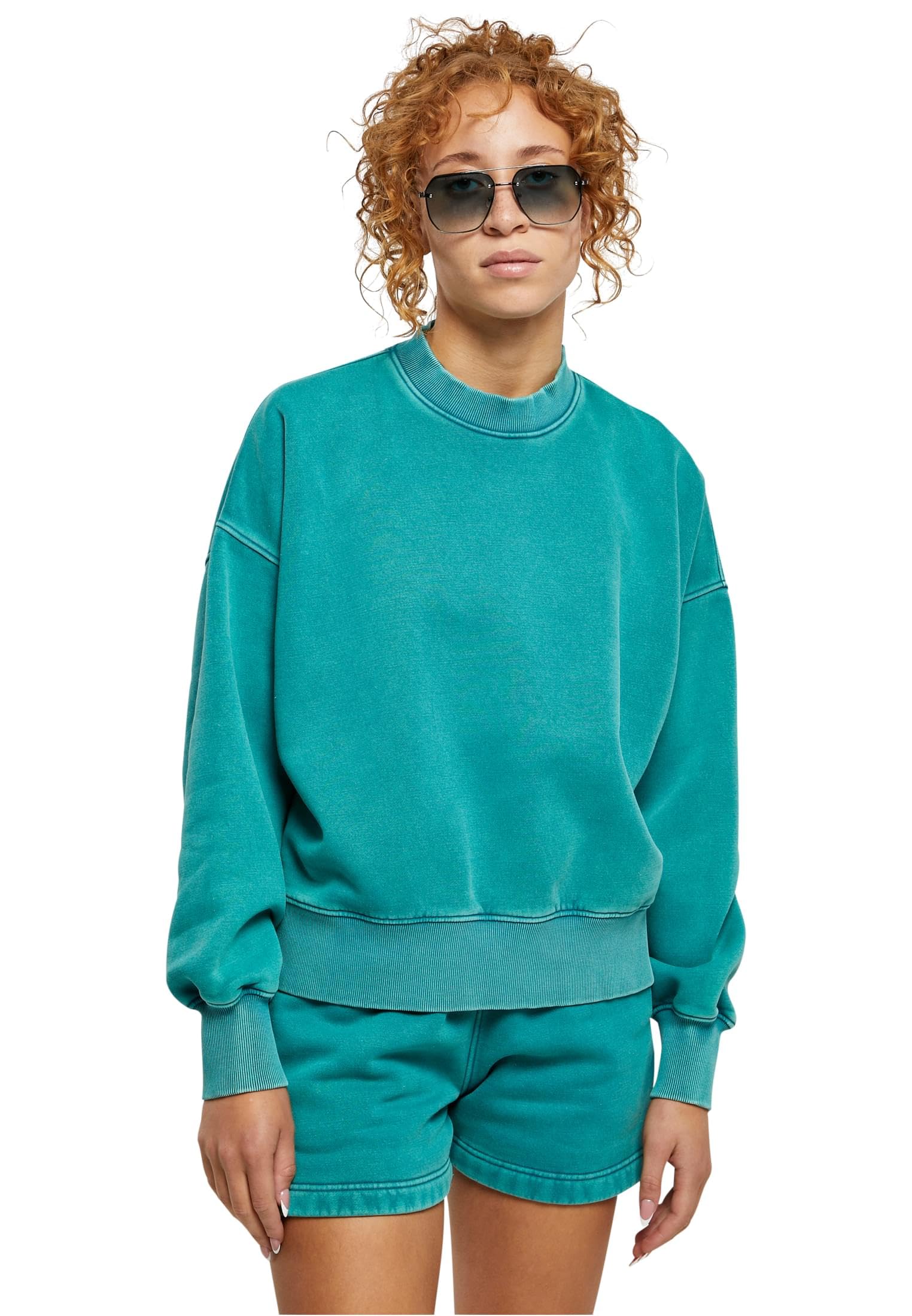 Urban Classics Sweatshirt Oversized Stone Washed Crewneck in watergreen, XS