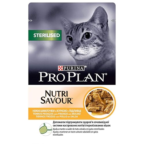 Purina Pro Plan - Comida húmeda para gato esterilizado con pollo en salsa 26 x 85 gr